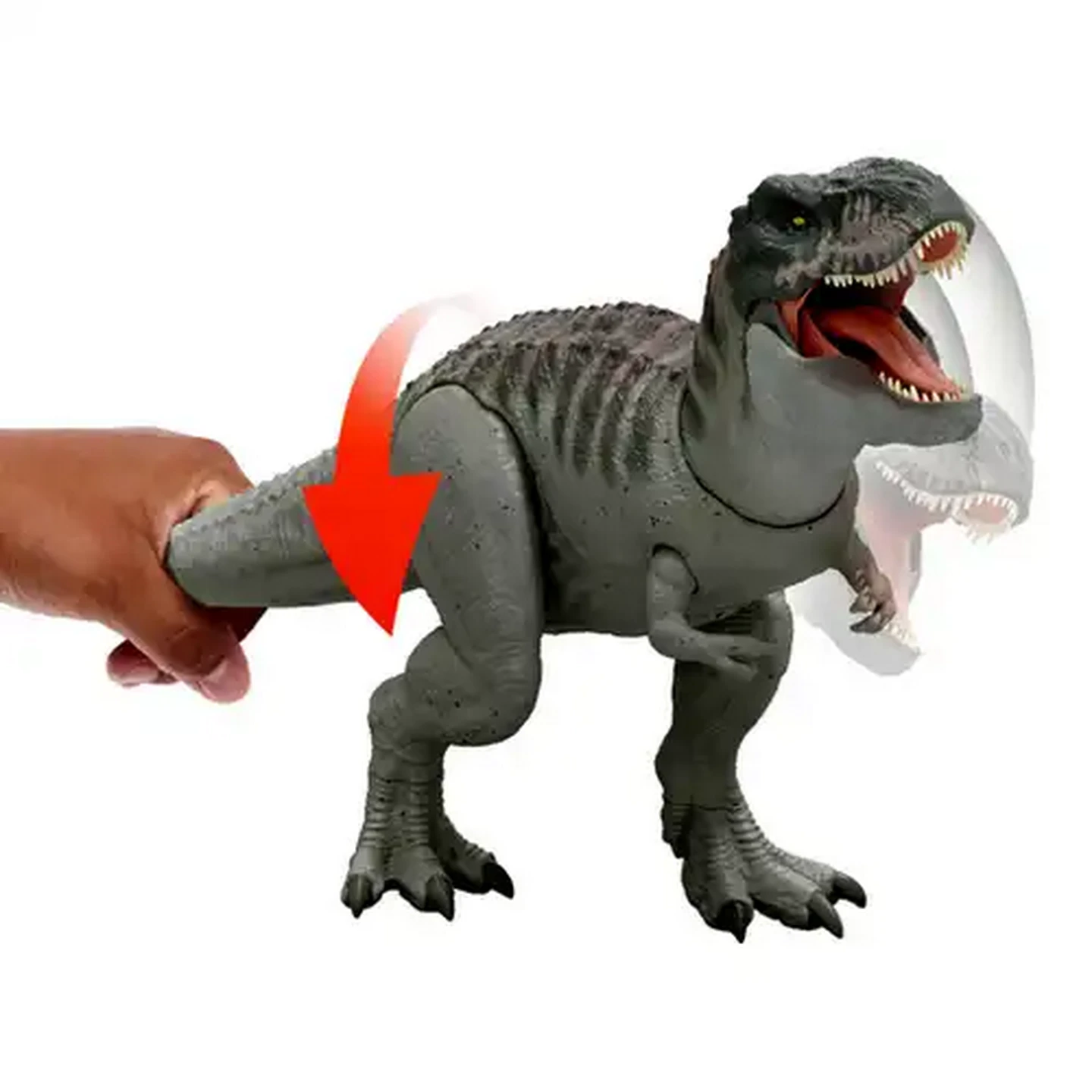 Image of Jurassic World Rebirth Power Devour Tyrannosaurus Rex Dinosaur Figure with Tongue Activated Constant Chomp, Lights & Sounds, Digital Play