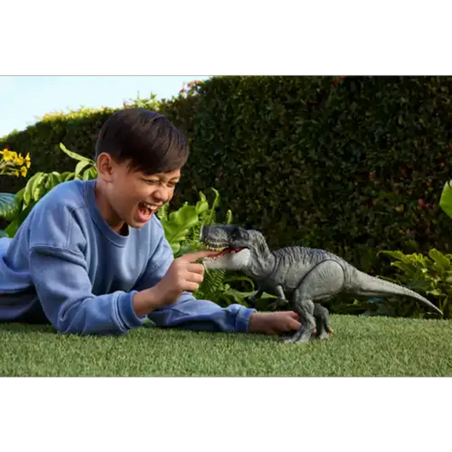 Image of Jurassic World Rebirth Power Devour Tyrannosaurus Rex Dinosaur Figure with Tongue Activated Constant Chomp, Lights & Sounds, Digital Play
