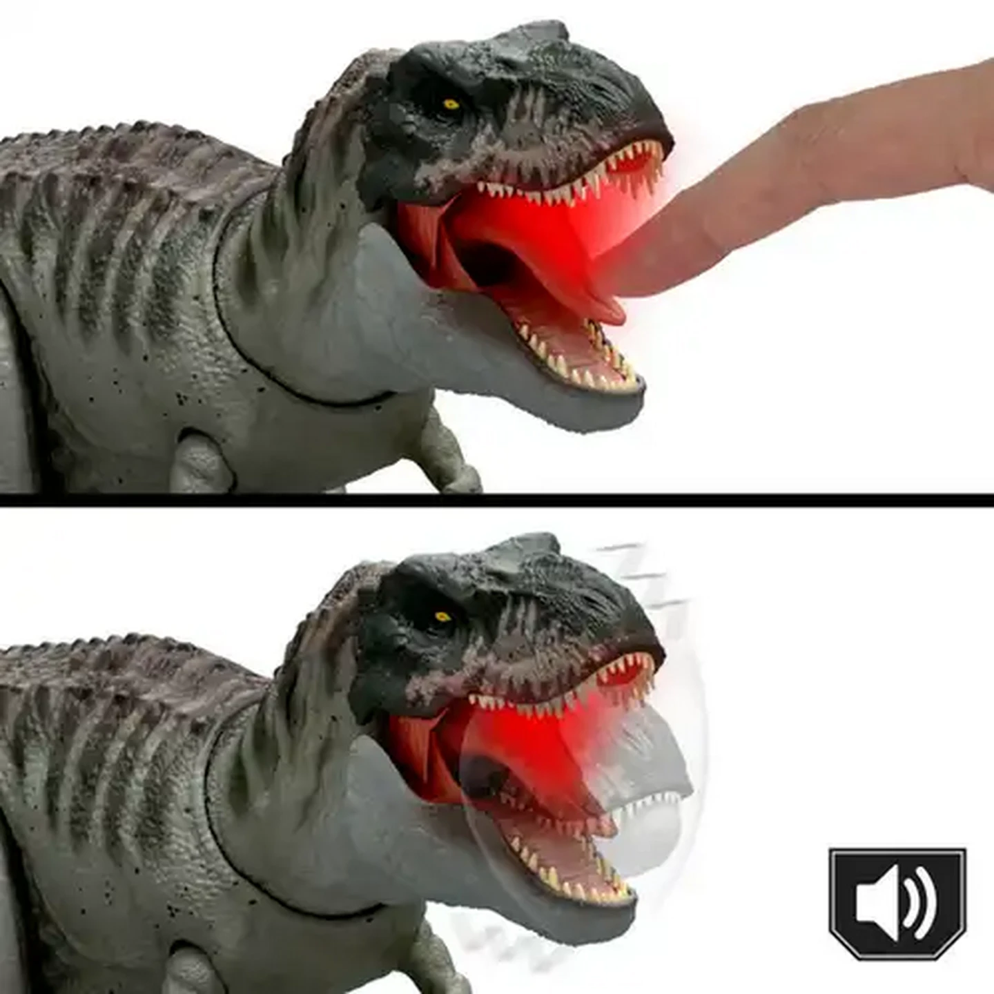 Image of Jurassic World Rebirth Power Devour Tyrannosaurus Rex Dinosaur Figure with Tongue Activated Constant Chomp, Lights & Sounds, Digital Play
