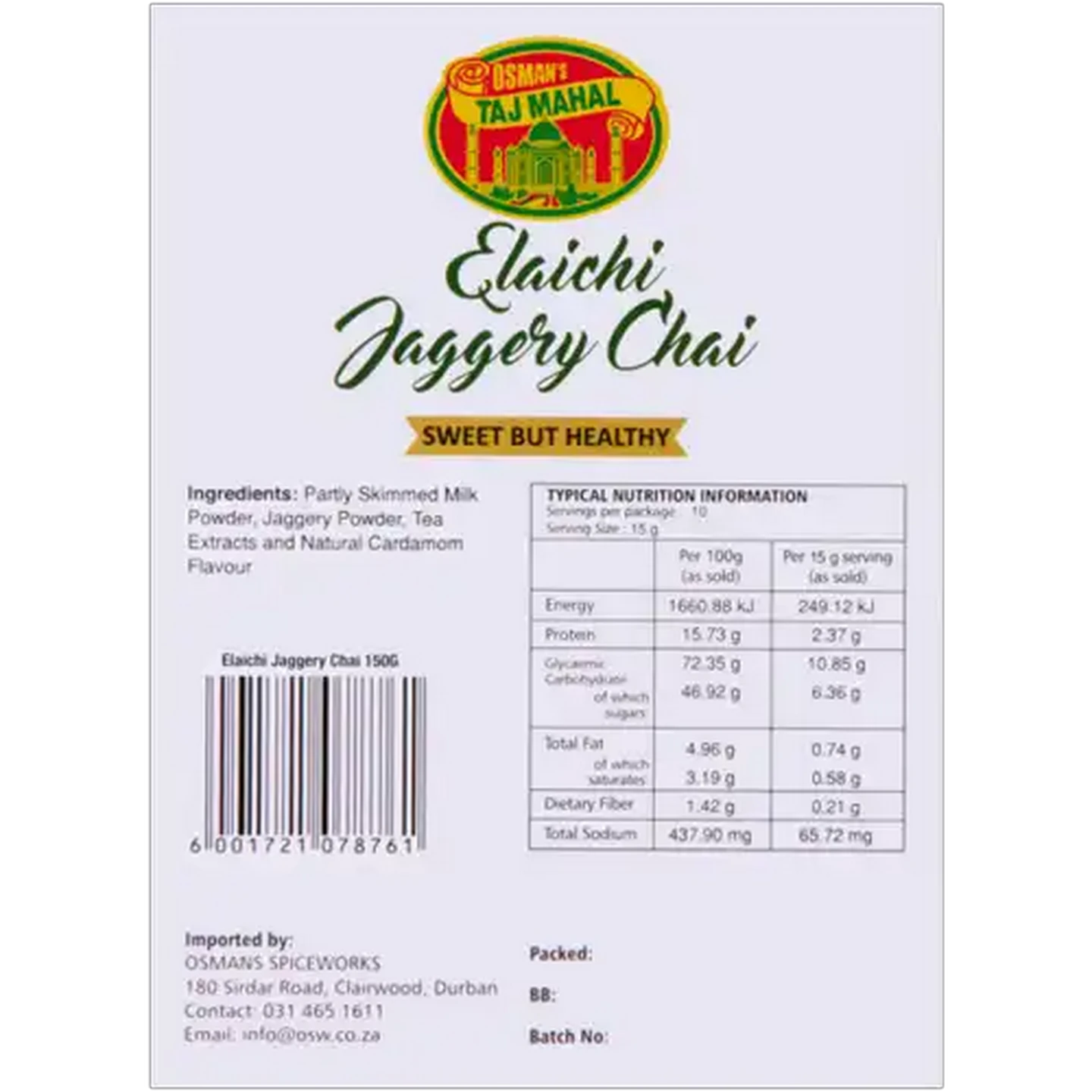 Image of Osman's Taj Mahal Elaichi Jaggery Chai Tea Sachets 10-Pack