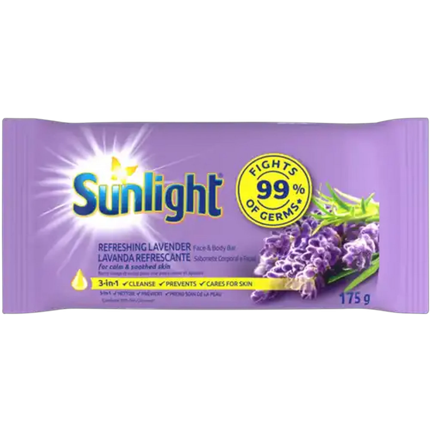 Image of Sunlight Refreshing Lavender Cleansing Face & Body Bar Soap 175g
