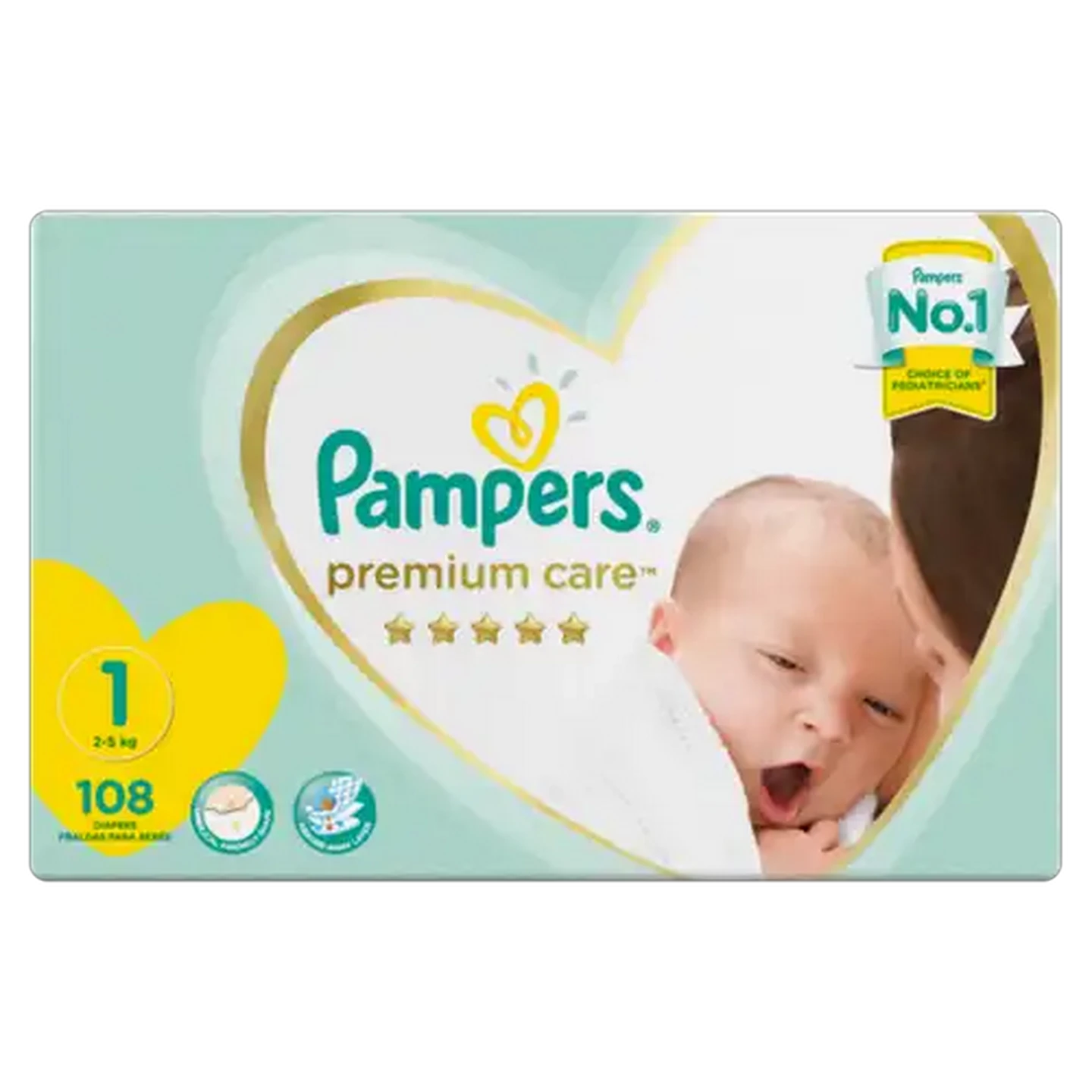 Image of Pampers Premium Care Size 1 2-5kg Diapers 108 Pack
