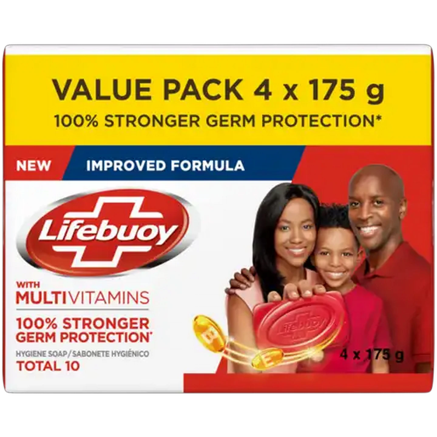 Image of Lifebuoy Total 10 Hygiene Soap Bar 4 x 175g