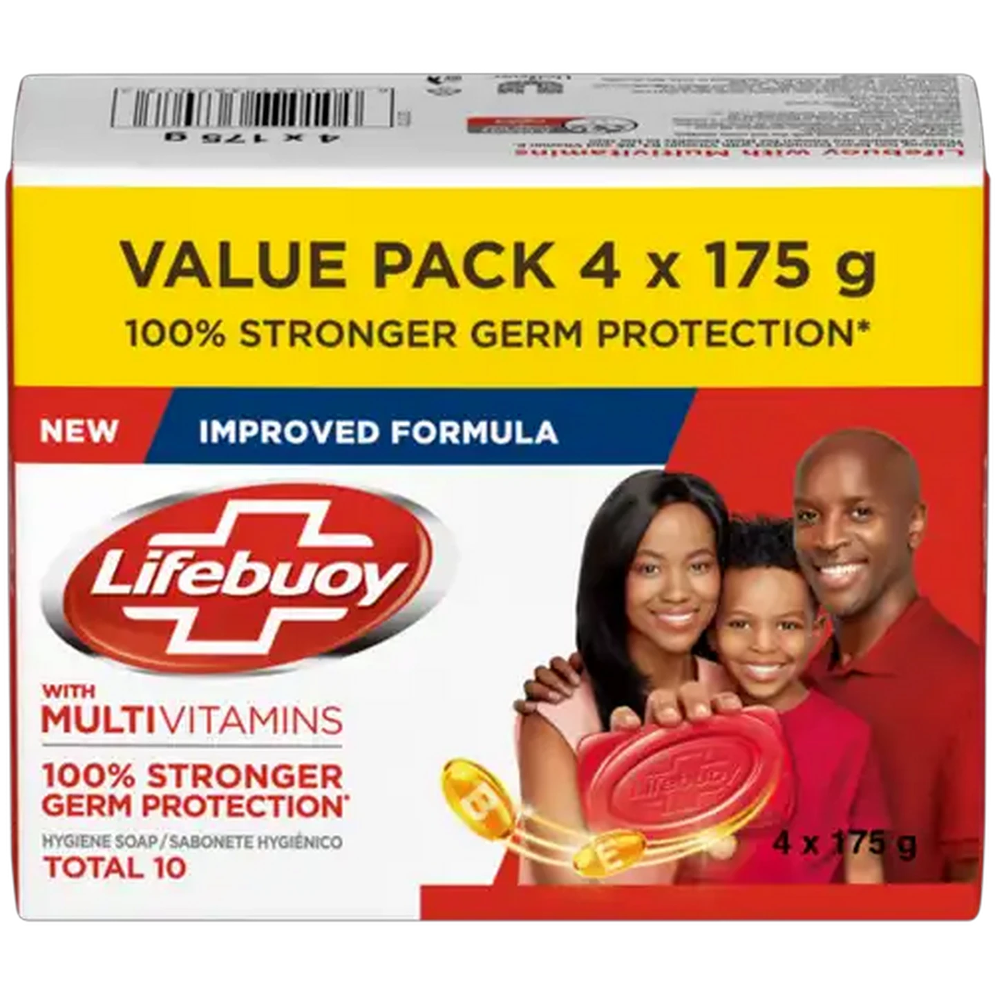 Image of Lifebuoy Total 10 Hygiene Soap Bar 4 x 175g