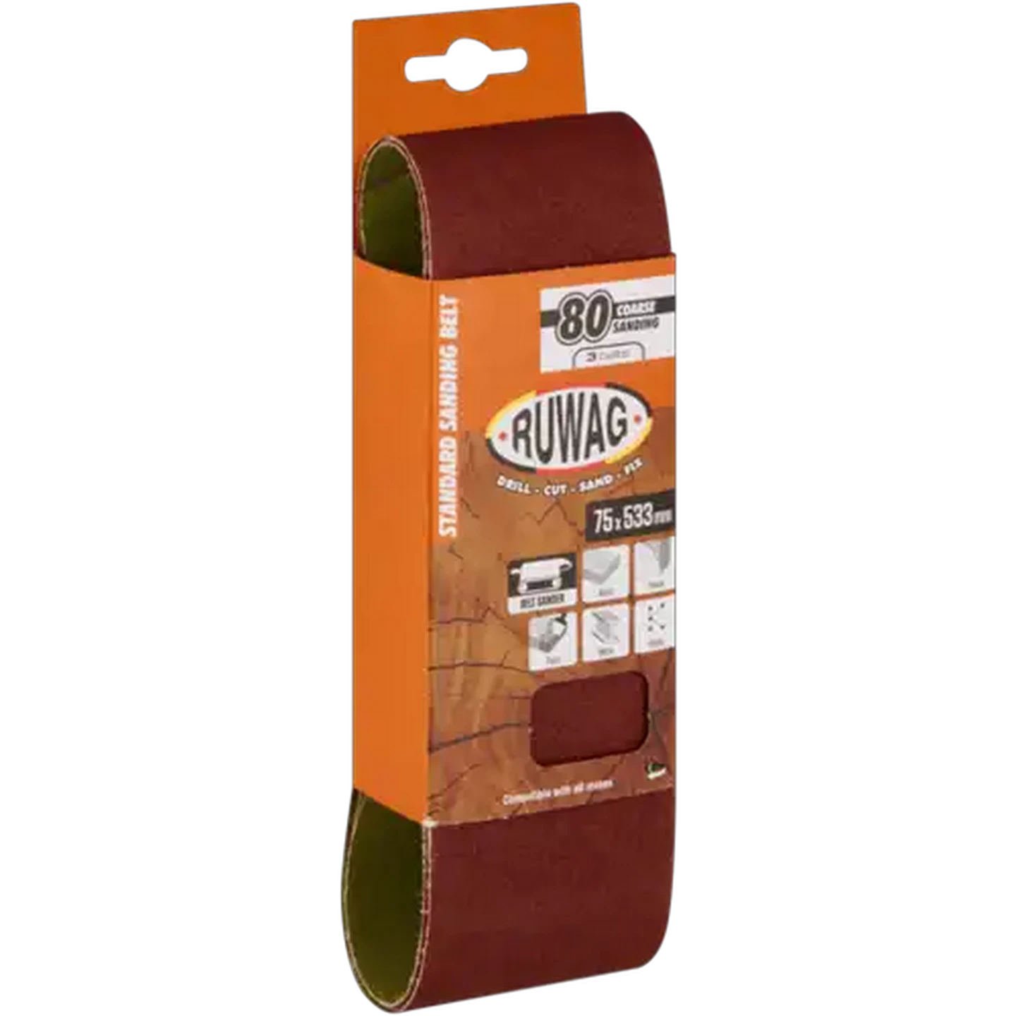 Image of Ruwag P80 Coarse Sanding Belts 533mm 3-Pack