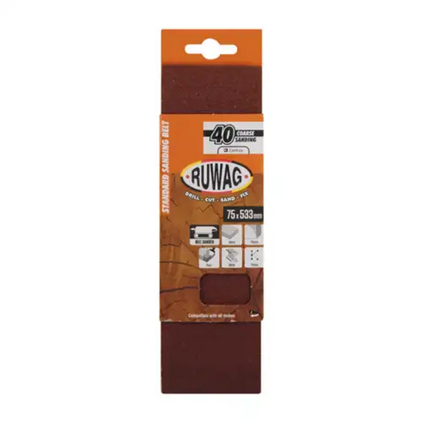 Image of Ruwag P40 Coarse Sanding Belts 533mm 3-Pack