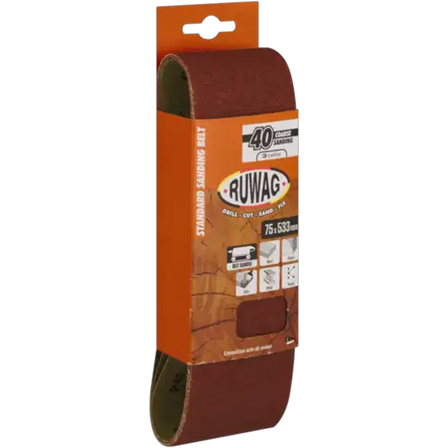 Image of Ruwag P40 Coarse Sanding Belts 533mm 3-Pack