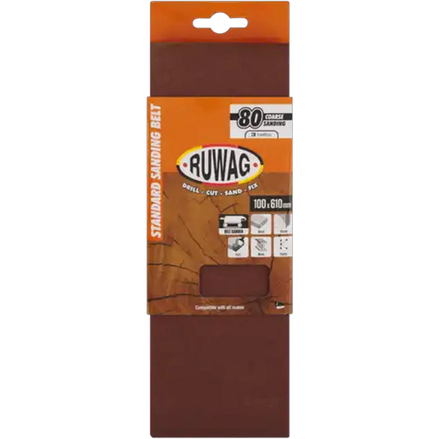 Image of Ruwag P80 Medium Sanding Belts 610mm 3-Pack