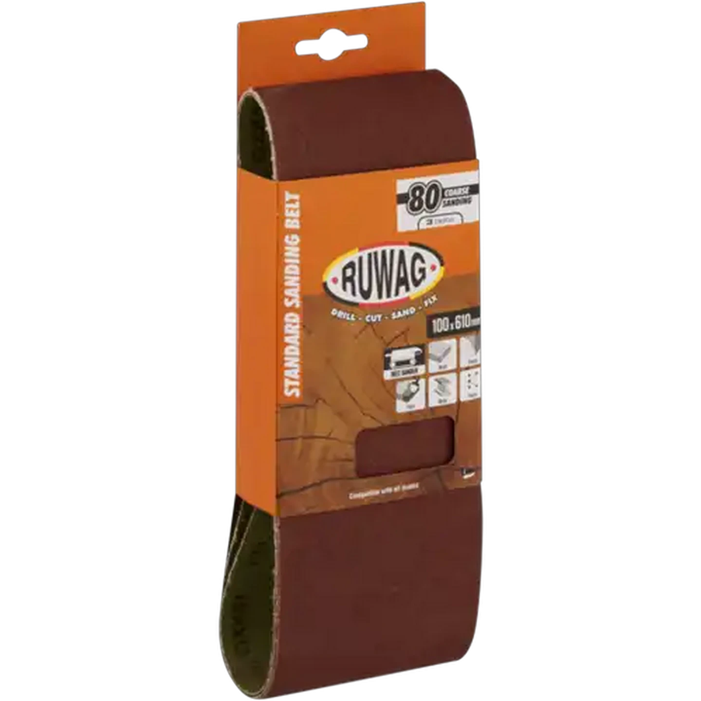 Image of Ruwag P80 Medium Sanding Belts 610mm 3-Pack