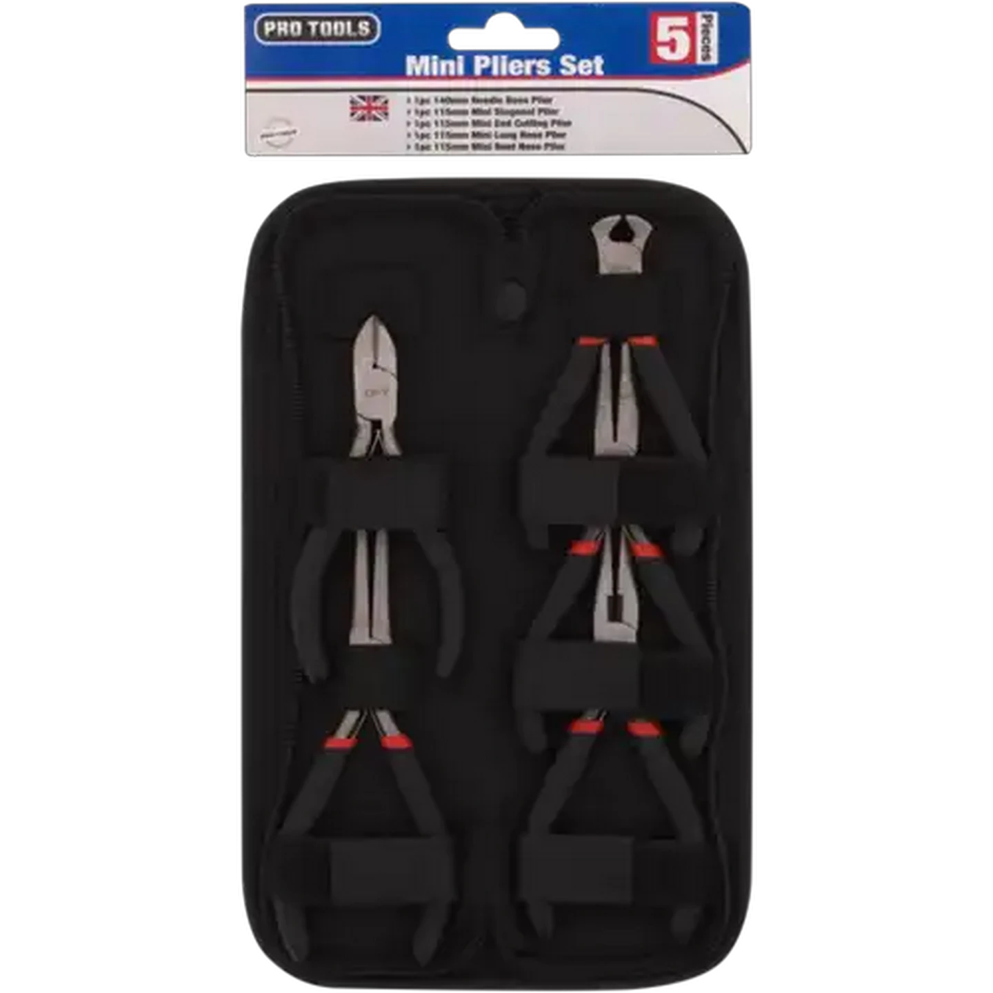 Image of Pro Tools Black Mini Pliers Set 5 Piece