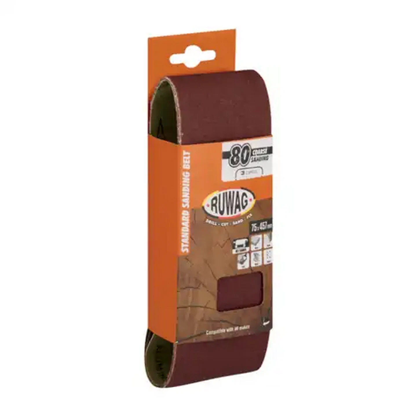 Image of Ruwag P80 Coarse Sanding Belts 457mm 3-Pack