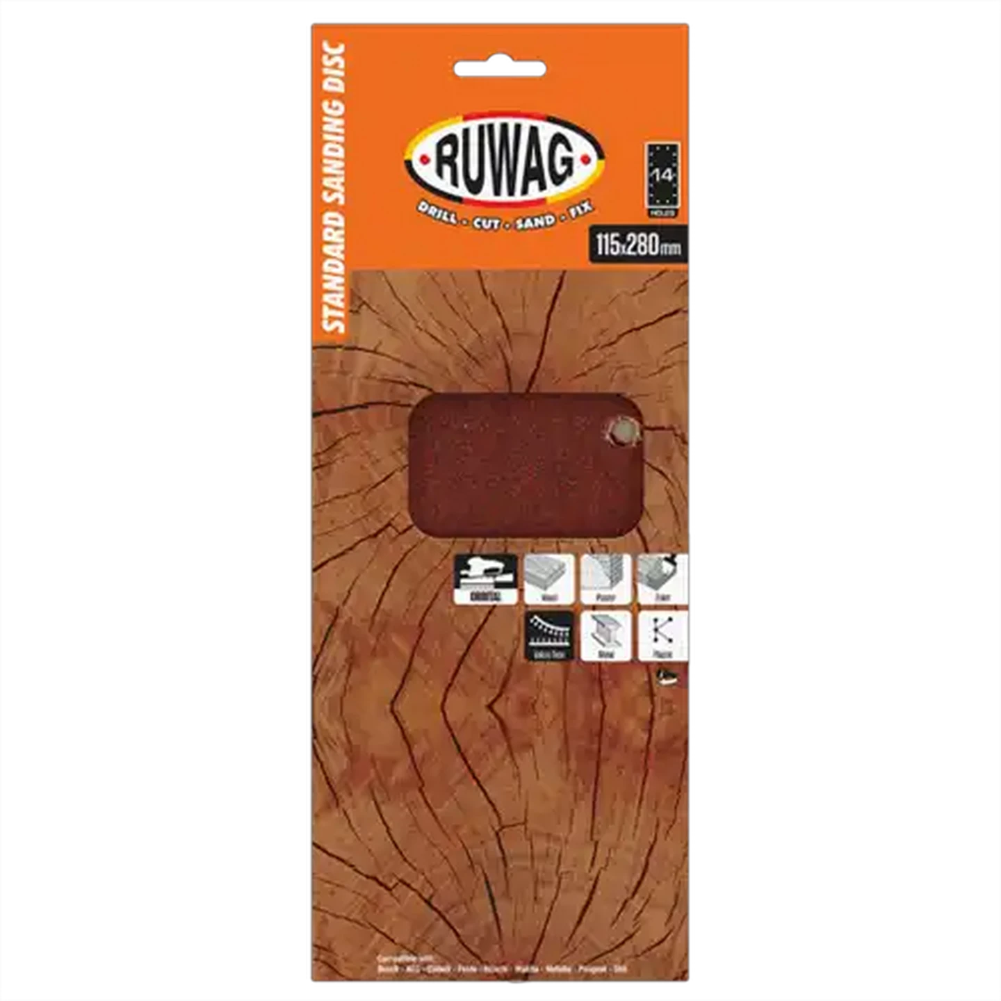 Image of Ruwag Orbital Velcro Sheet Abrasive 115 x 230 P180