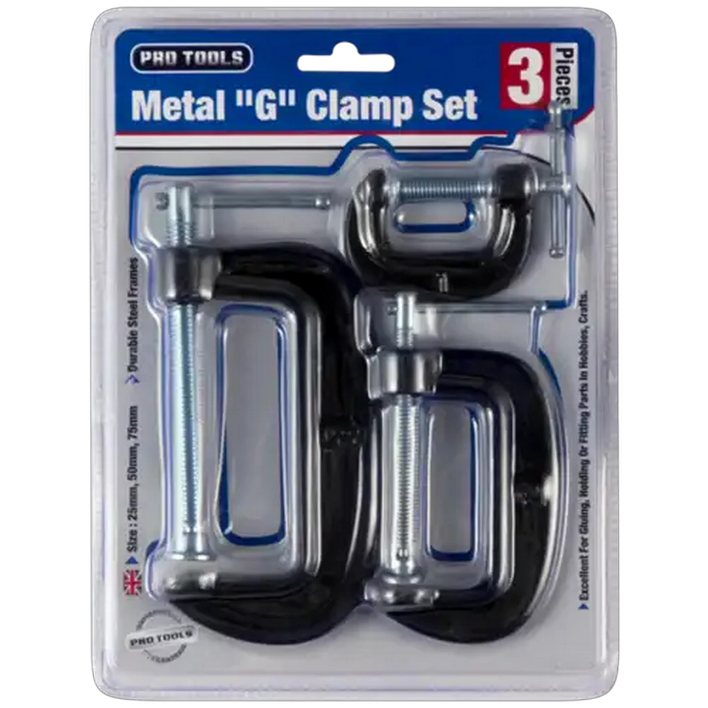 Image of Pro Tools Metal G Clamp Set 3 Piece