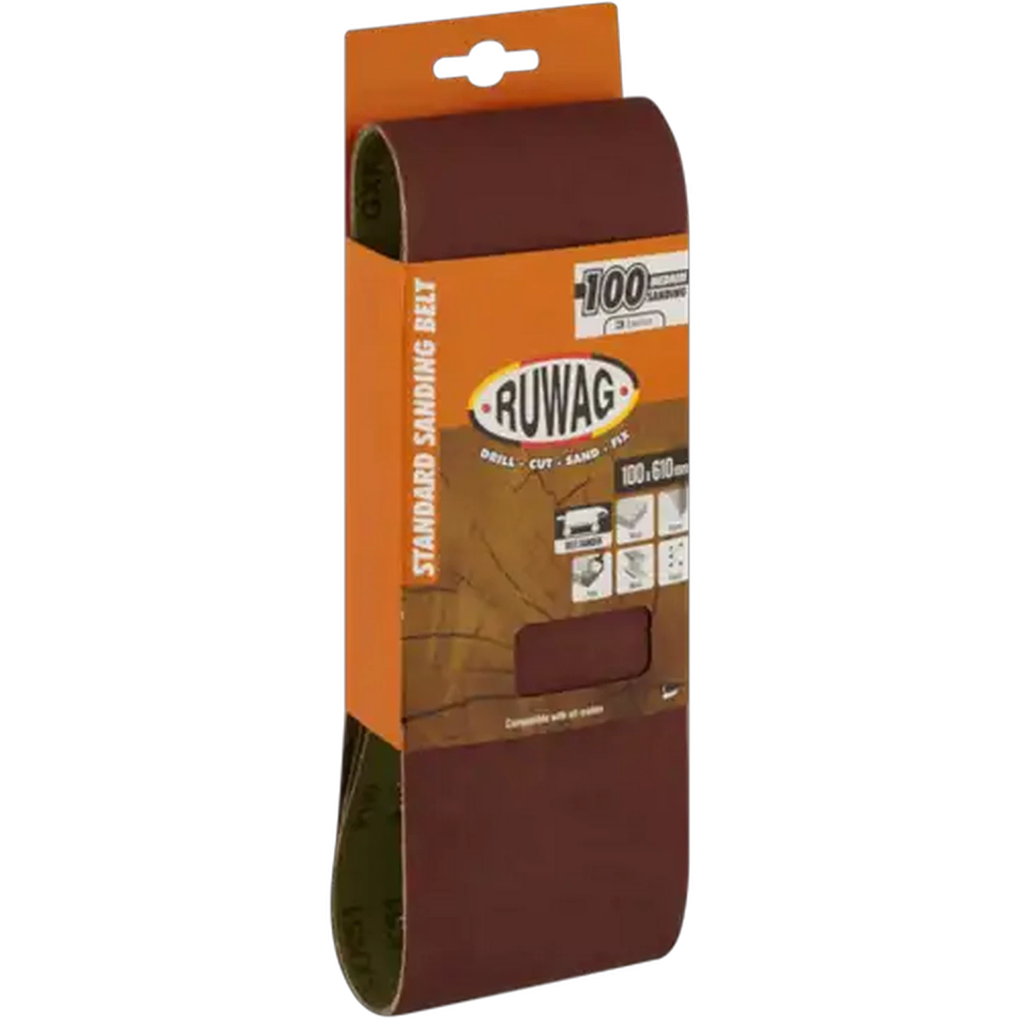 Image of Ruwag P100 Medium Sanding Belts 610mm 3-Pack