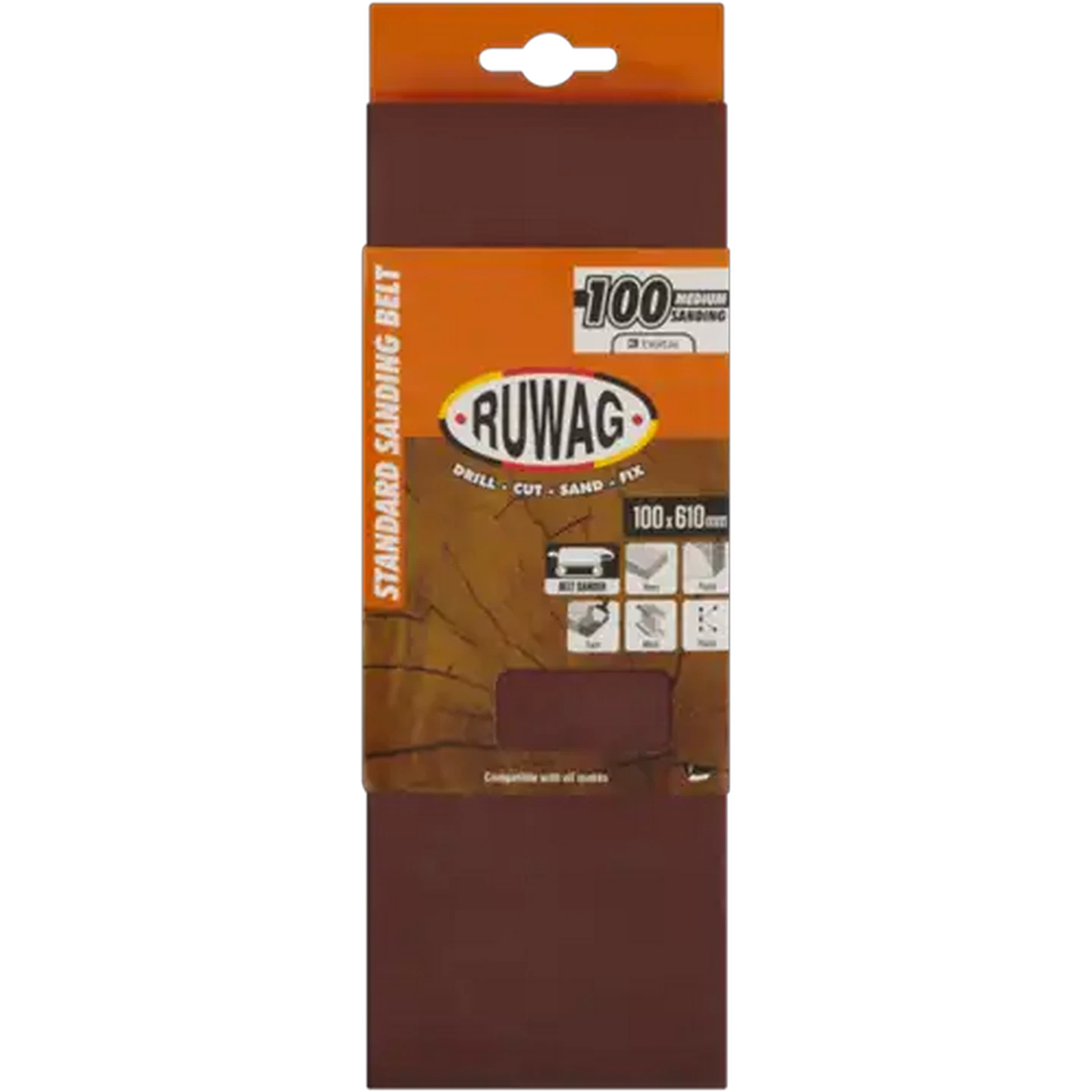 Image of Ruwag P100 Medium Sanding Belts 610mm 3-Pack