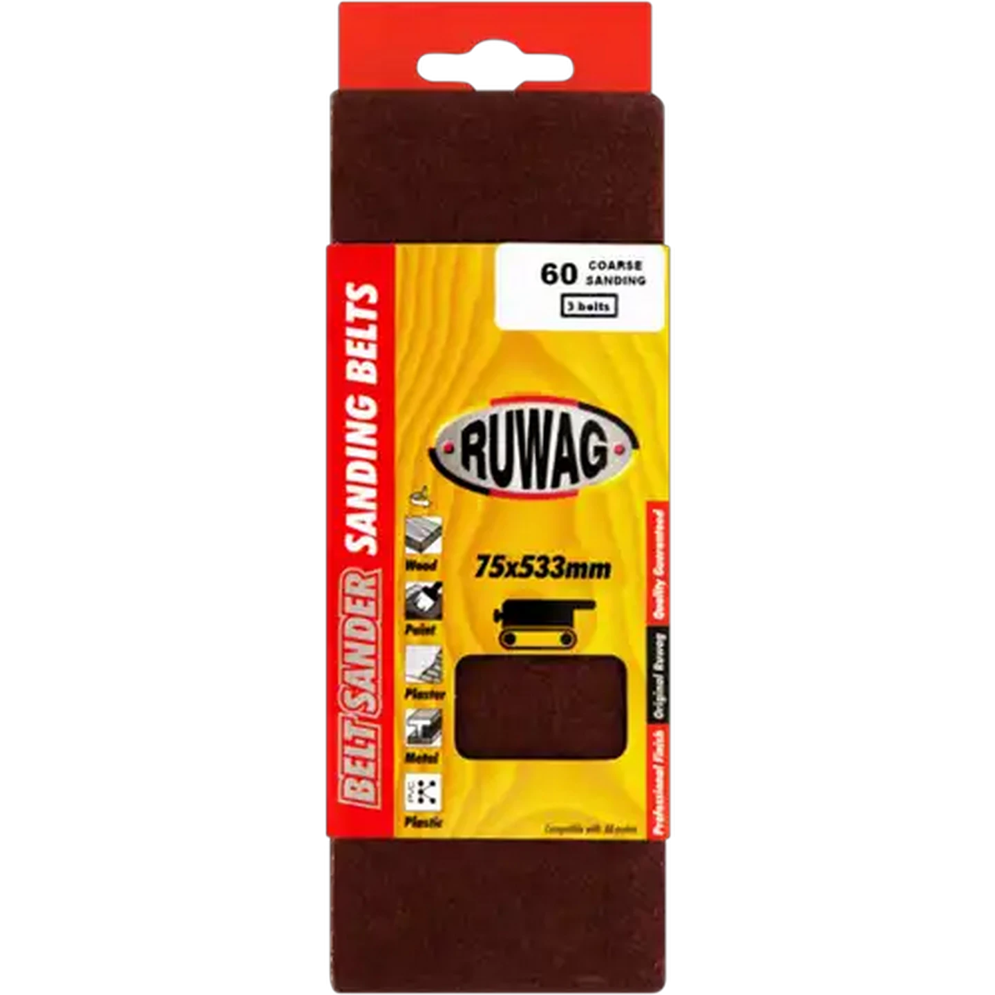 Image of Ruwag P60 Coarse Sanding Belts 533mm 3-Pack