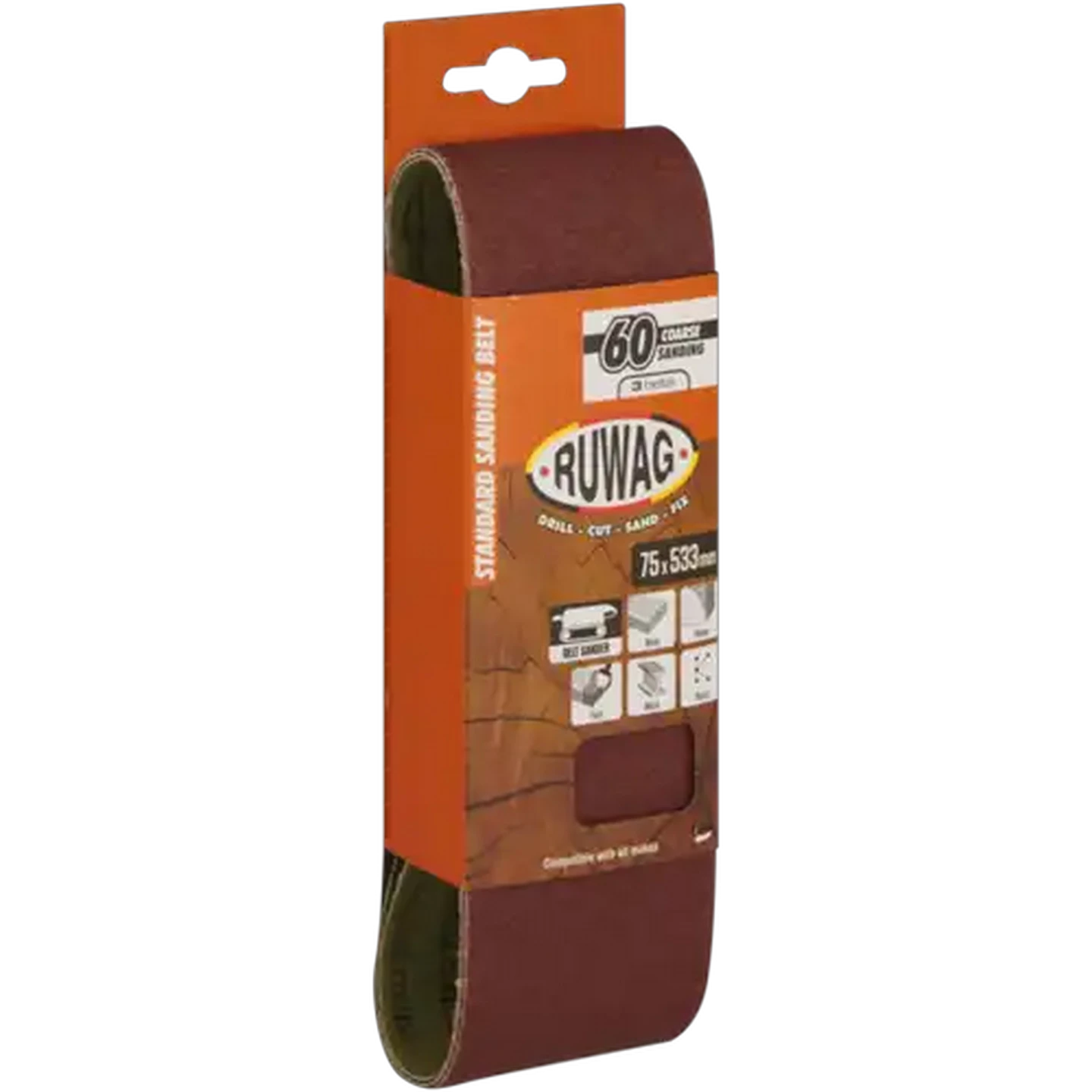 Image of Ruwag P60 Coarse Sanding Belts 533mm 3-Pack