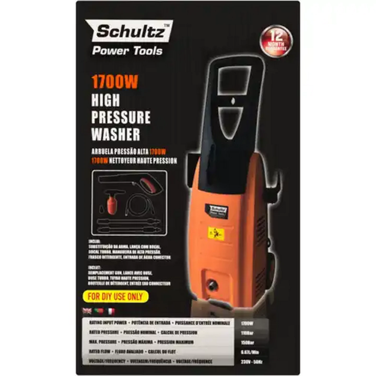 Image of Schultz Orange High Pressure Washer 1700W