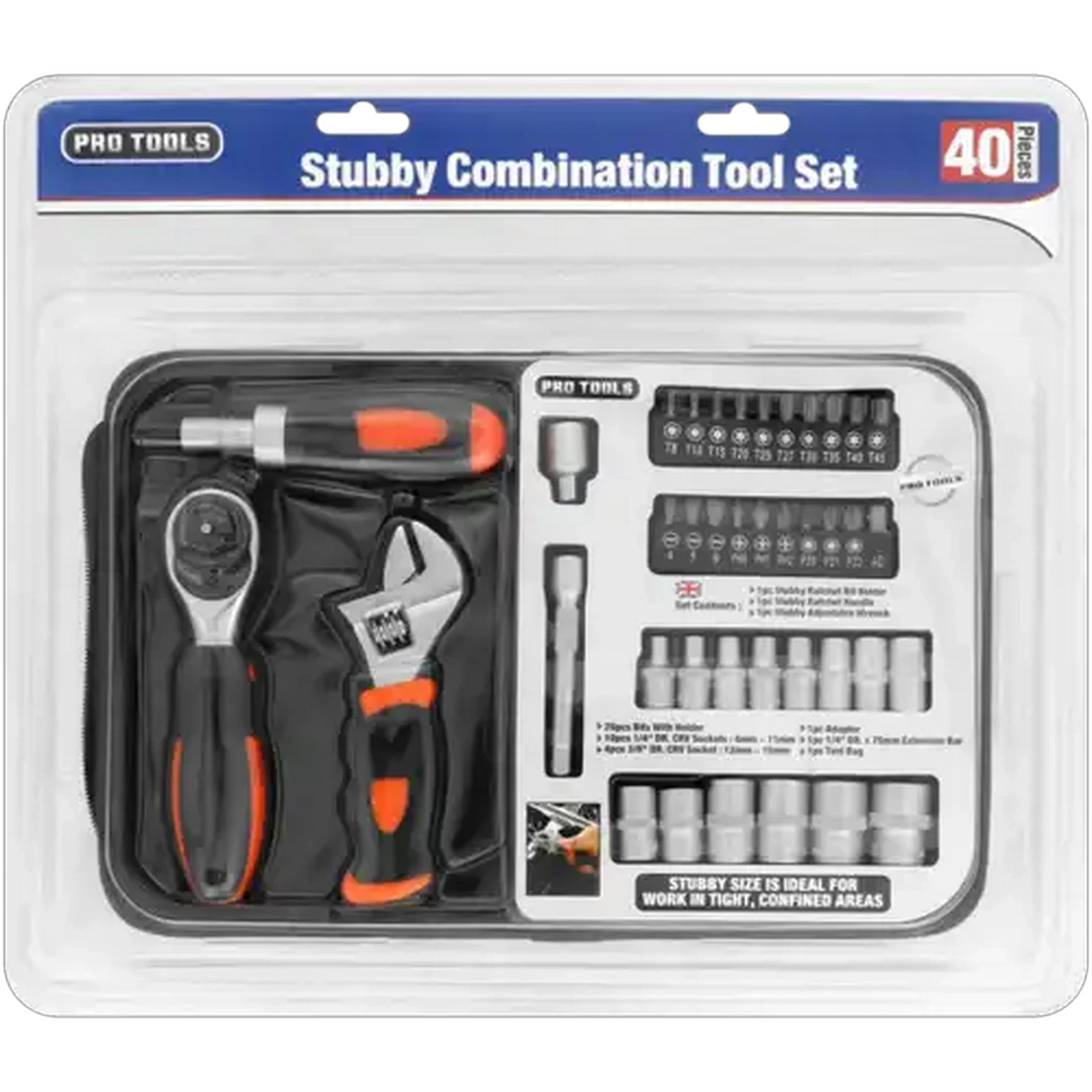 Image of Pro Tools Stubby Combination Tool Set 40 Piece