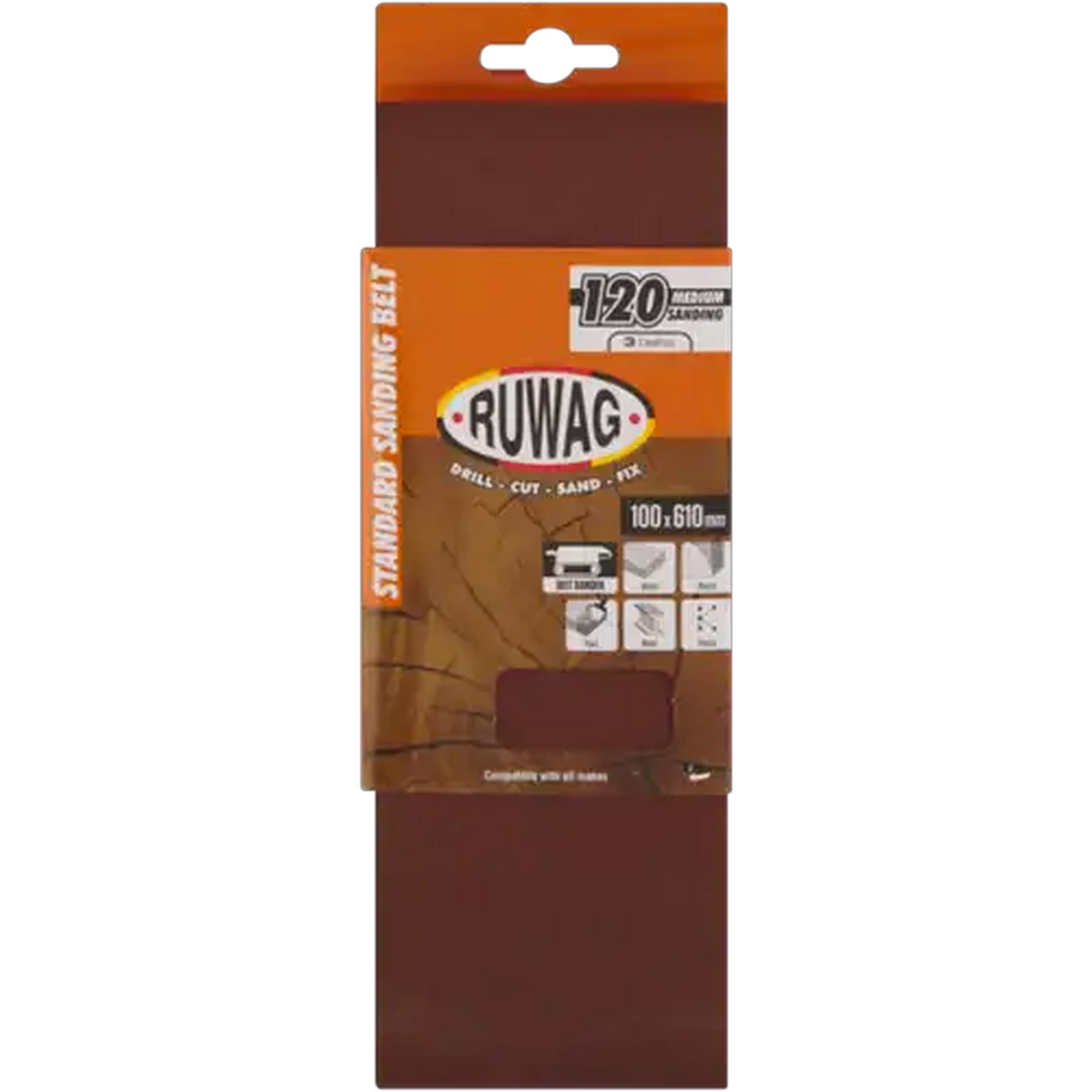 Image of Ruwag P120 Medium Sanding Belts 610mm 3-Pack