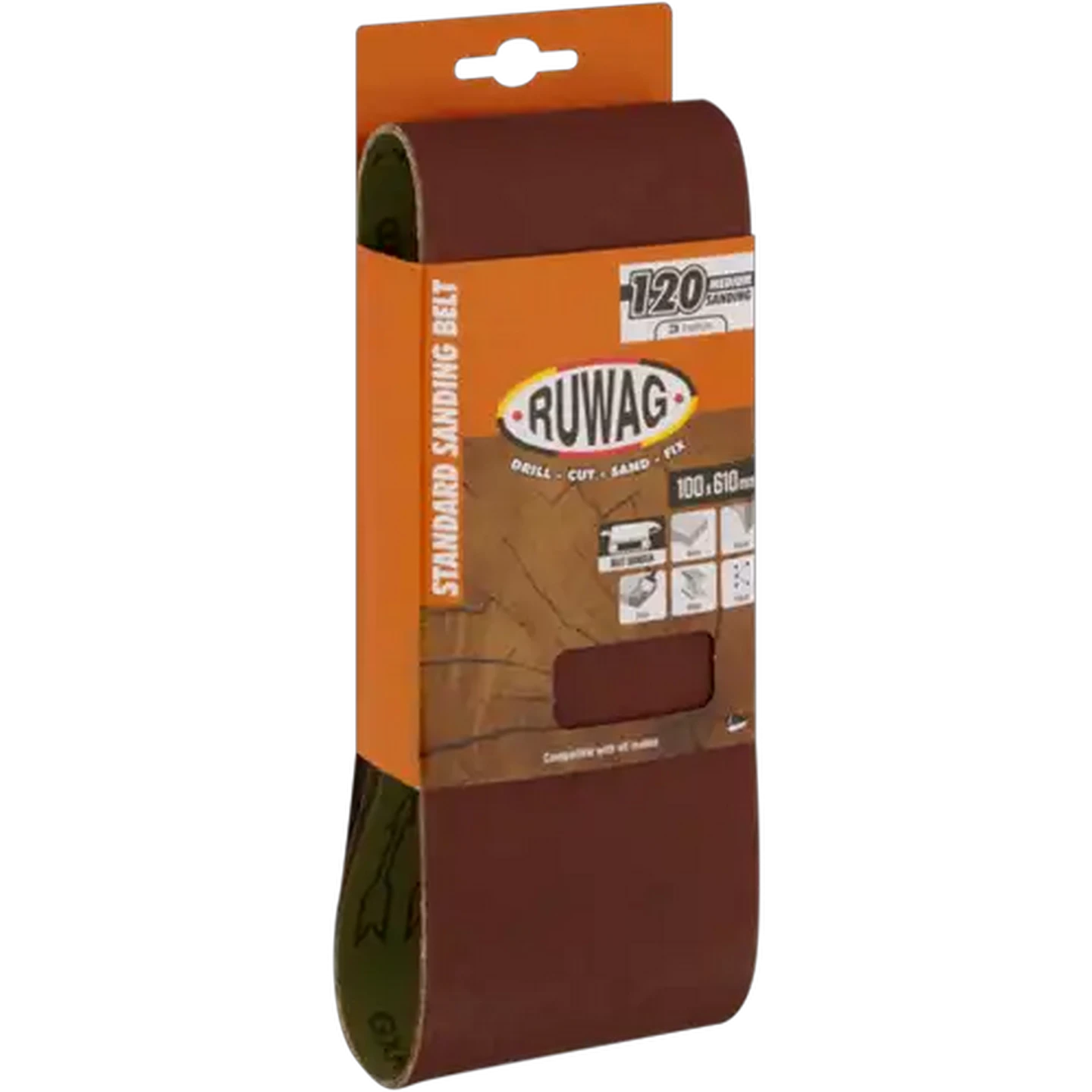 Image of Ruwag P120 Medium Sanding Belts 610mm 3-Pack