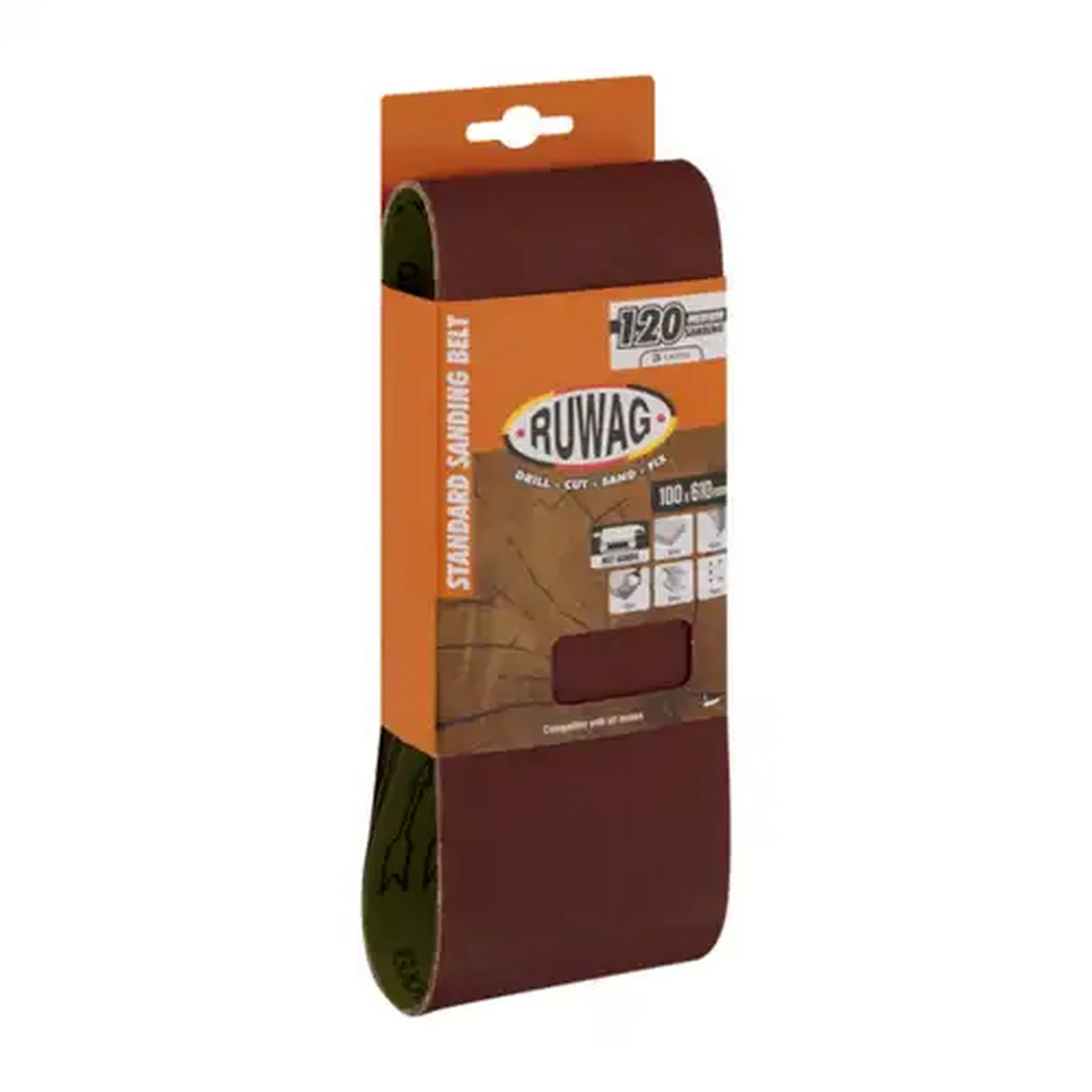 Image of Ruwag P120 Medium Sanding Belts 610mm 3-Pack