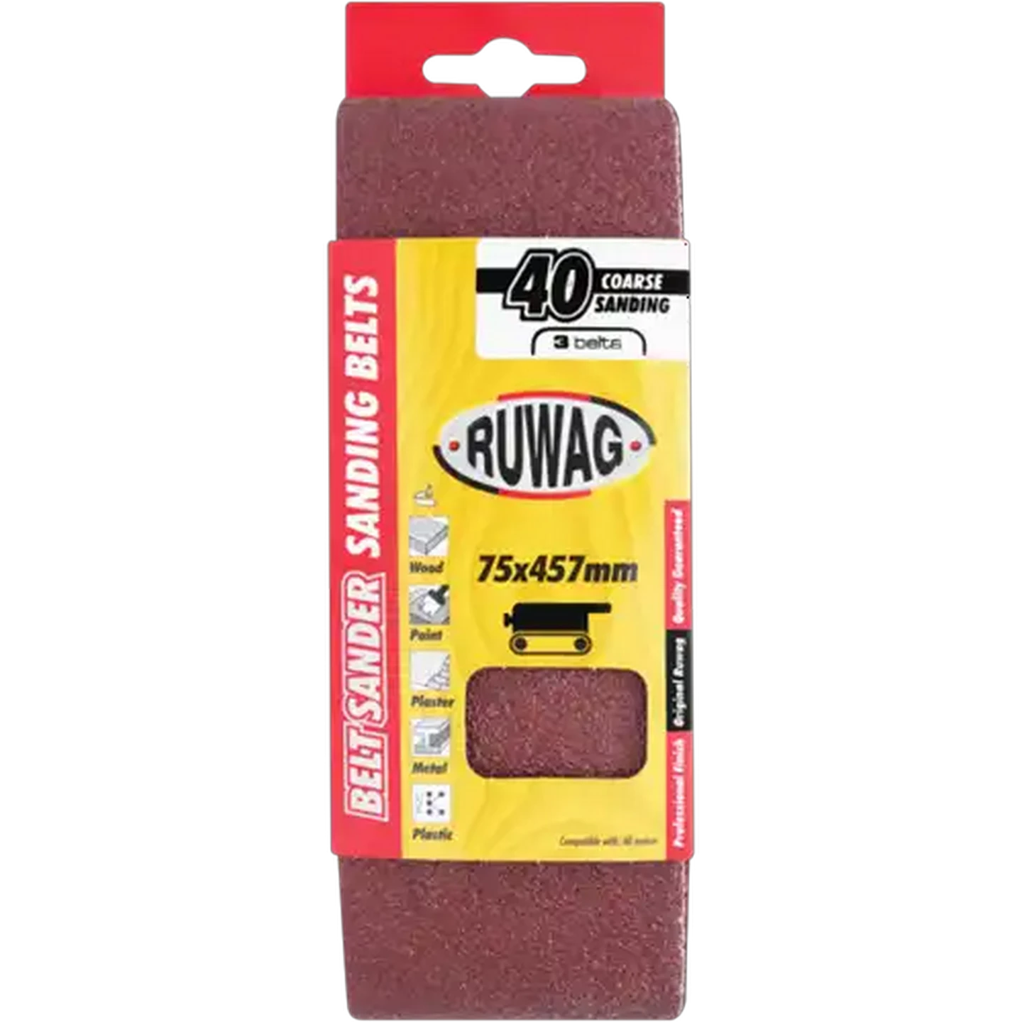 Image of Ruwag P40 Coarse Sanding Belts 457mm 3-Pack