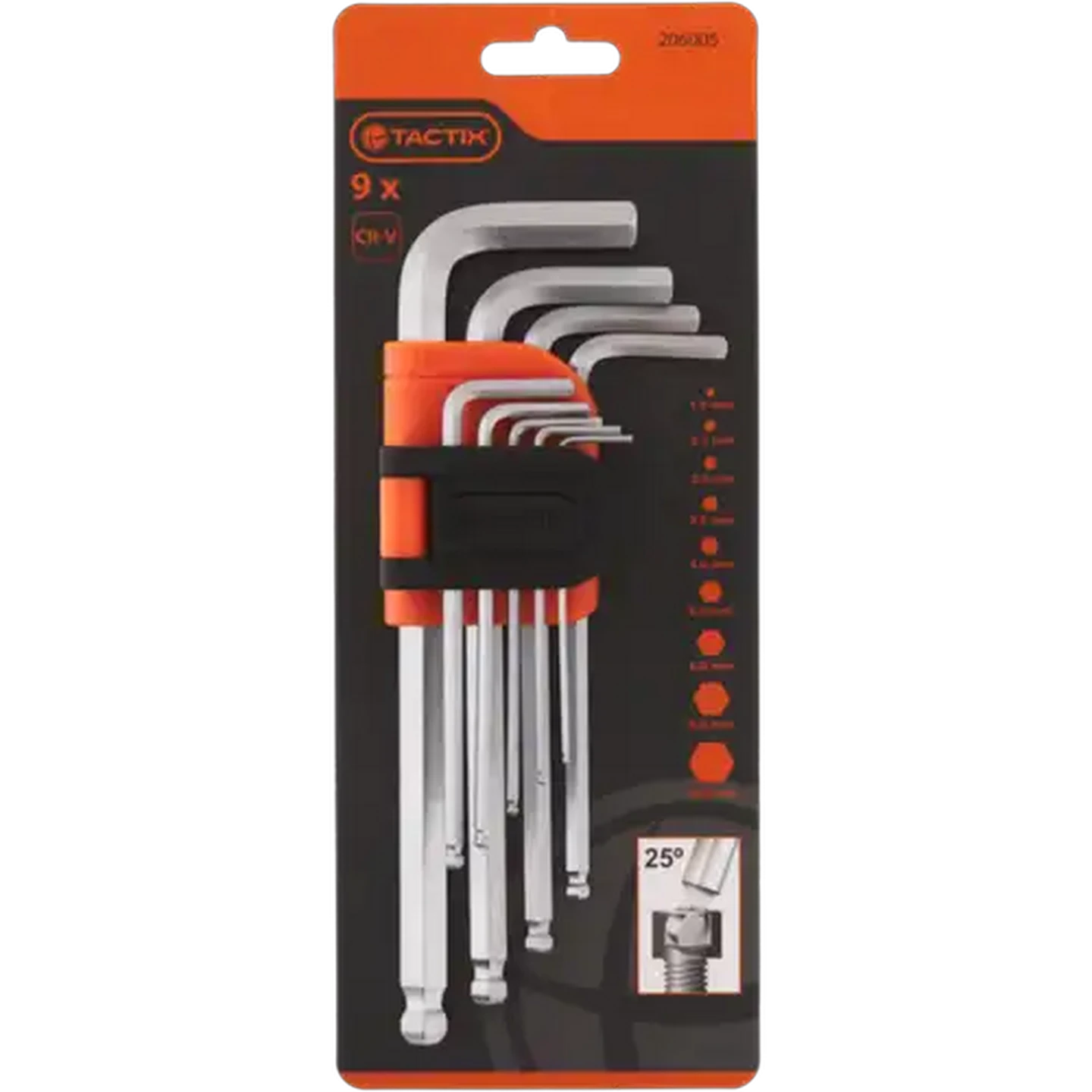 Image of Tactix Long Hex Ball End Key 9 Pieces