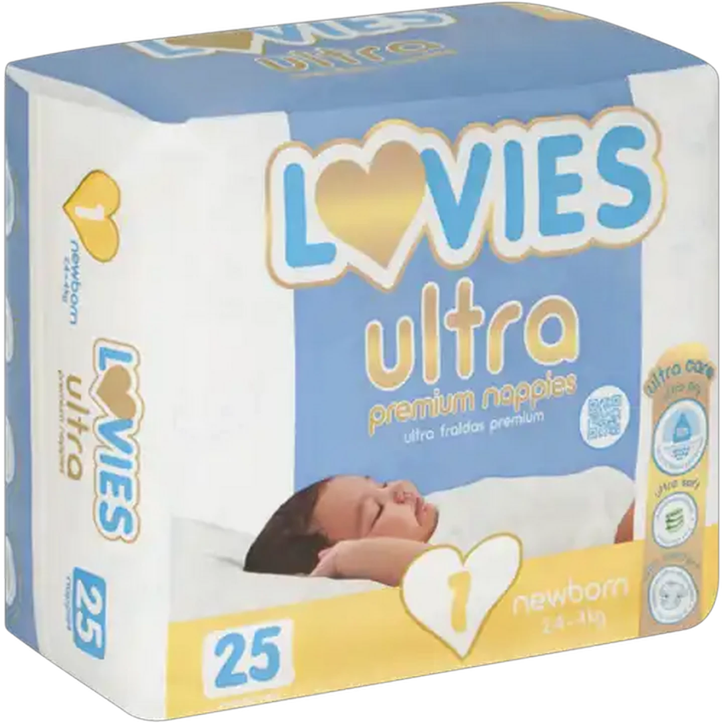 Image of Lovies Ultra Premium Size 1 Disposable Nappies 25 Pack