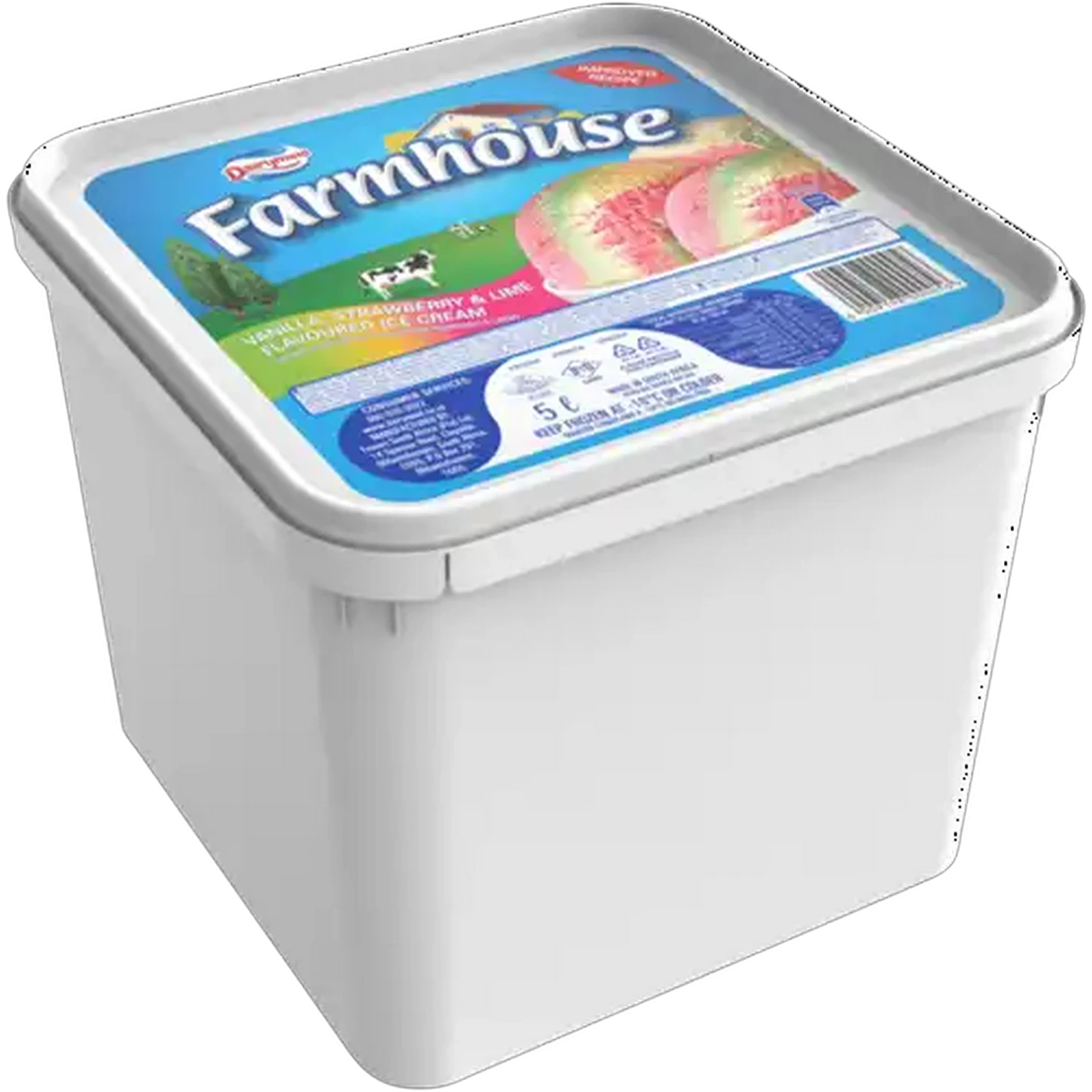 Image of Dairymaid Farmhouse Vanilla, Strawberry & Lime Flavoured Ice Cream 5L