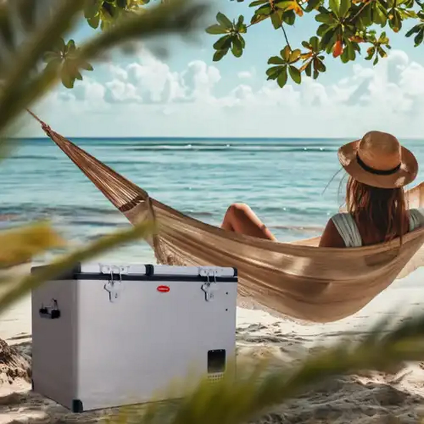 Image of SnoMaster 56L Stainless Steel Dual Compartment Portable Fridge/Freezer AC/DC SMDZ-CL56D