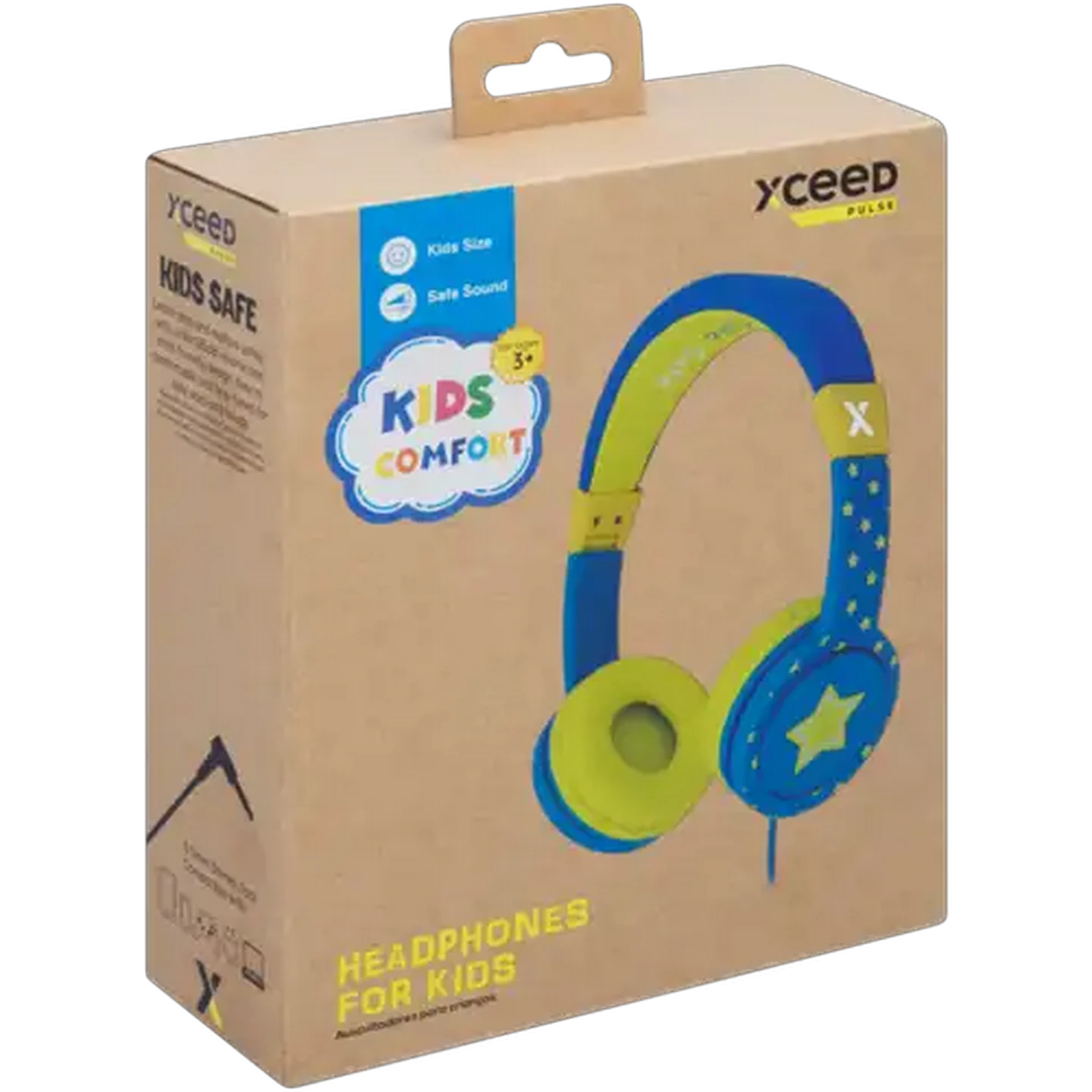 Image of Xceed Pulse Kidz Safe Blue & Yellow On-Ear Wired Headphones