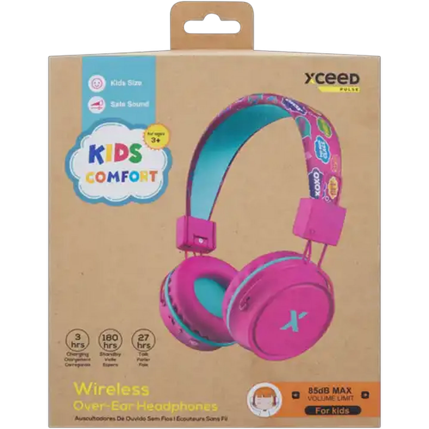 Image of Xceed Pink Kids Foldable Bluetooth Headphones
