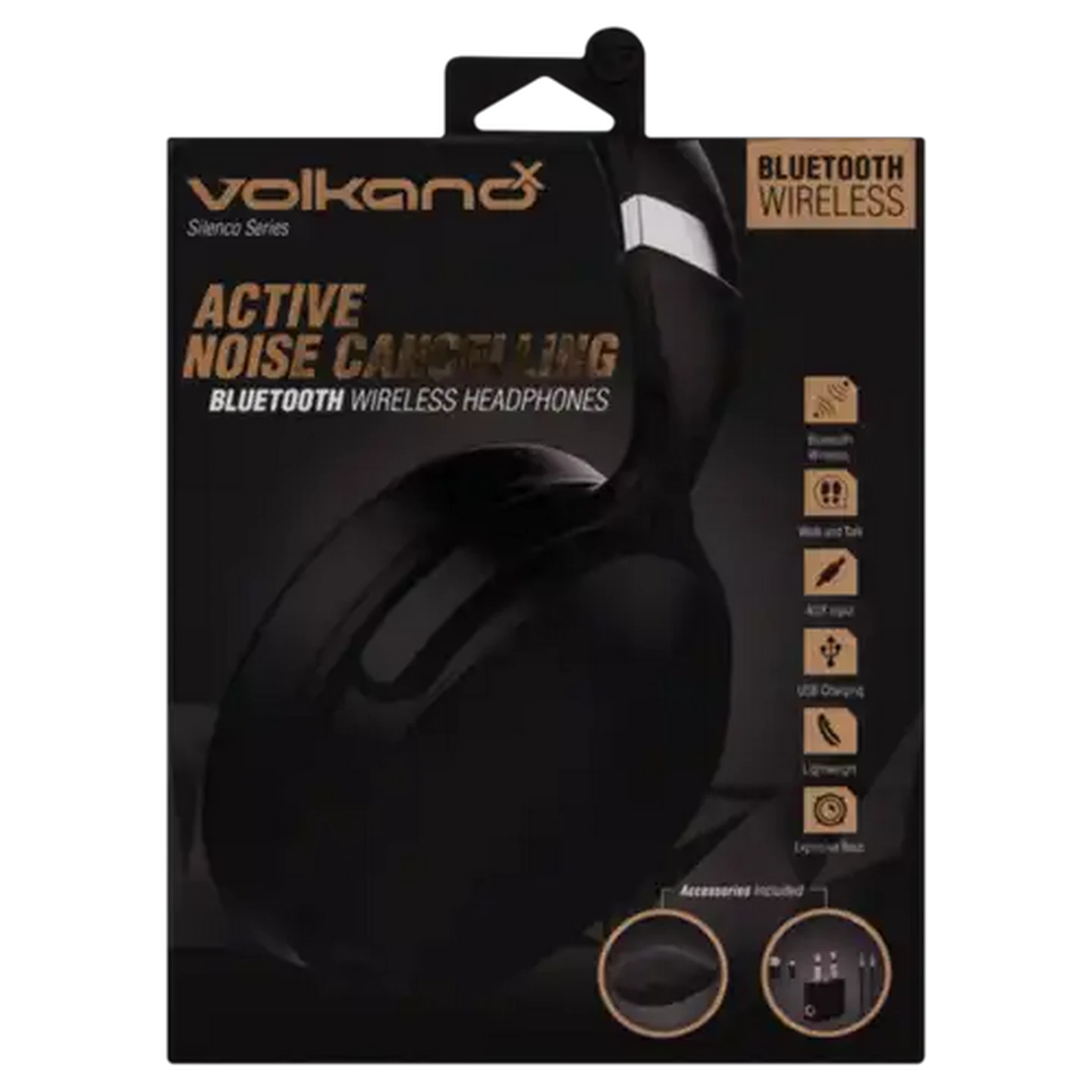 Image of Volkano Silenco Black Active Noise Cancelling Bluetooth Headphones