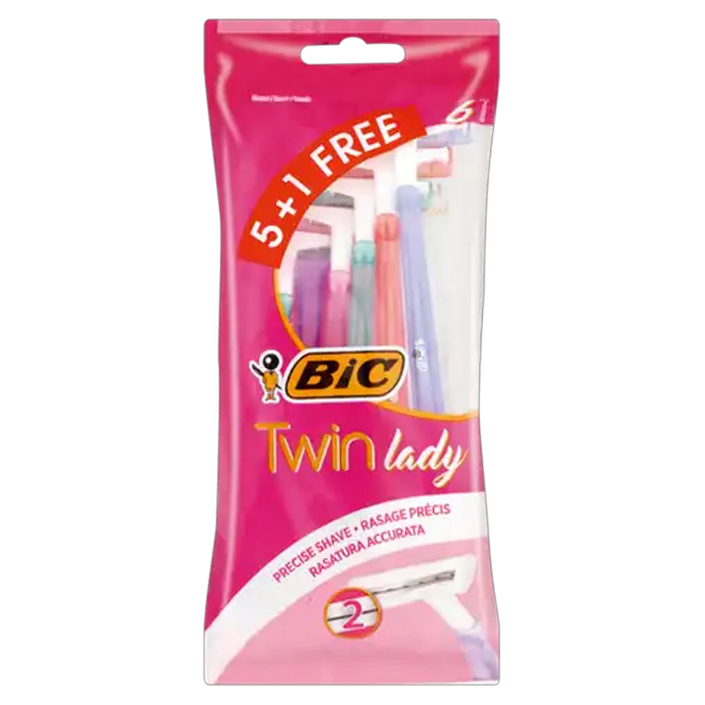 Image of BIC Twin Lady Women's Disposable Razors Pouch 5 Pack +1 Free