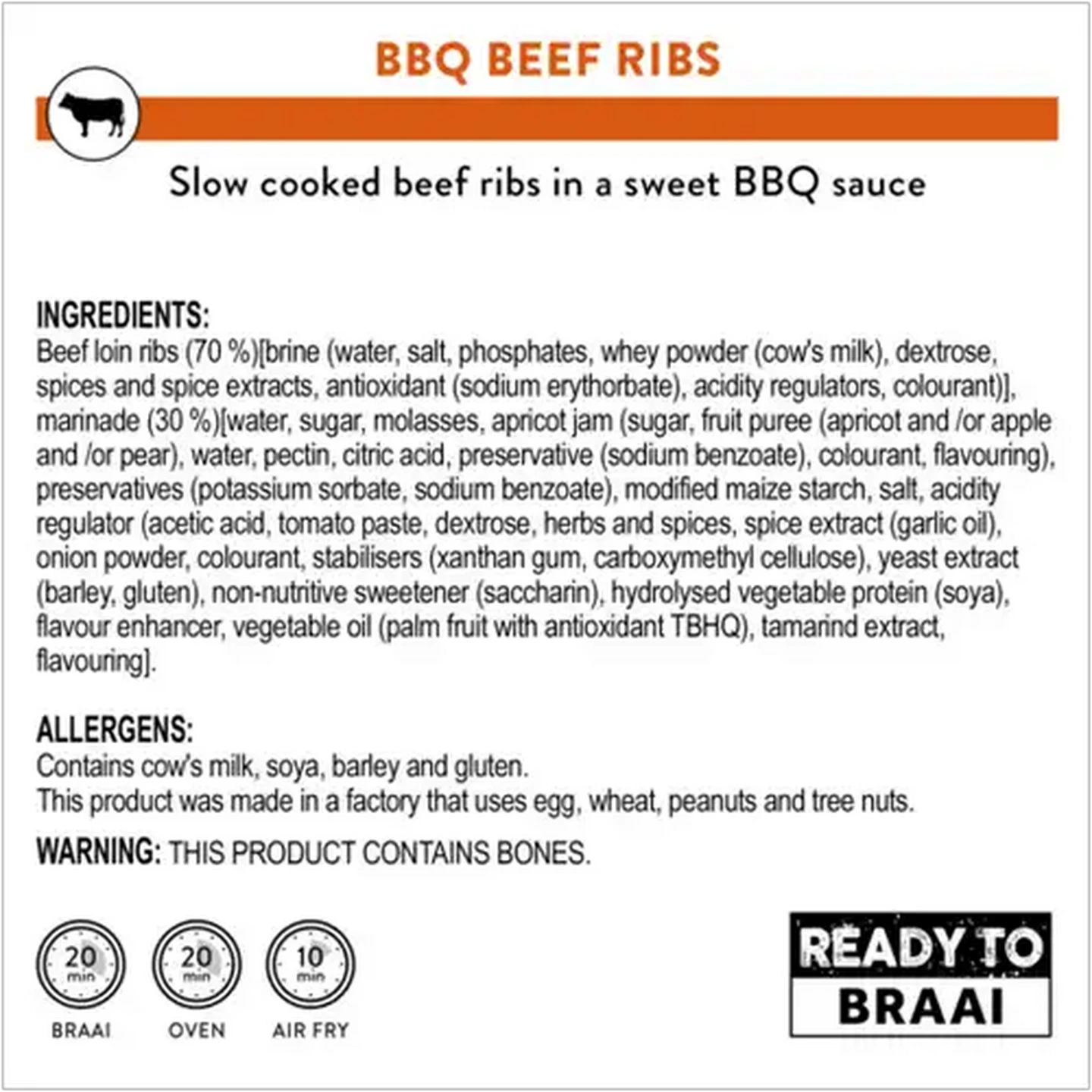 Image of Ready To Braai BBQ Beef Ribs 1kg