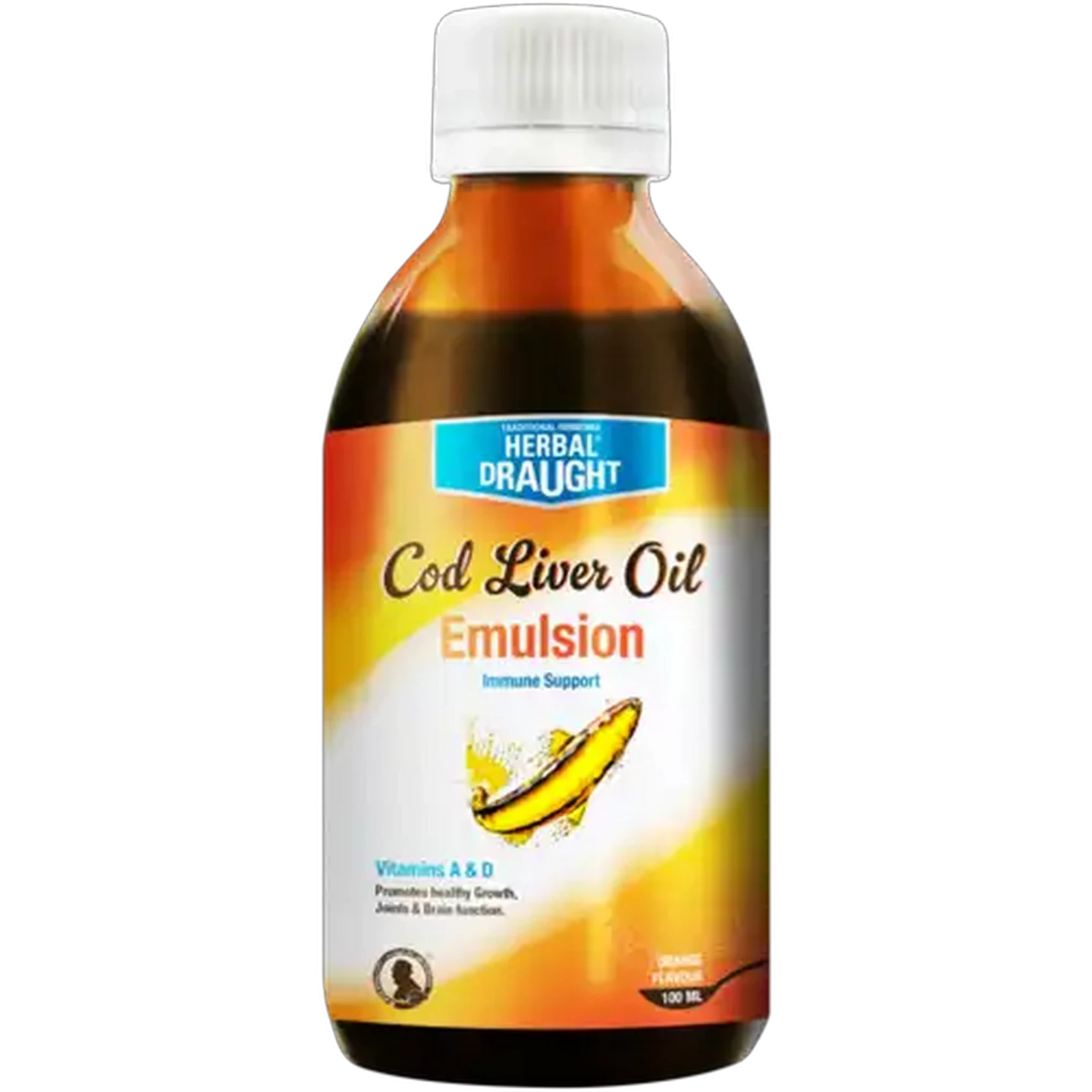 Image of Herbal Draught Orange Flavour Cod Liver Oil Emulsion 100ml