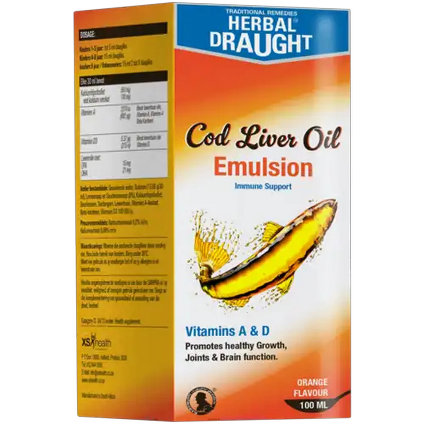 Image of Herbal Draught Orange Flavour Cod Liver Oil Emulsion 100ml