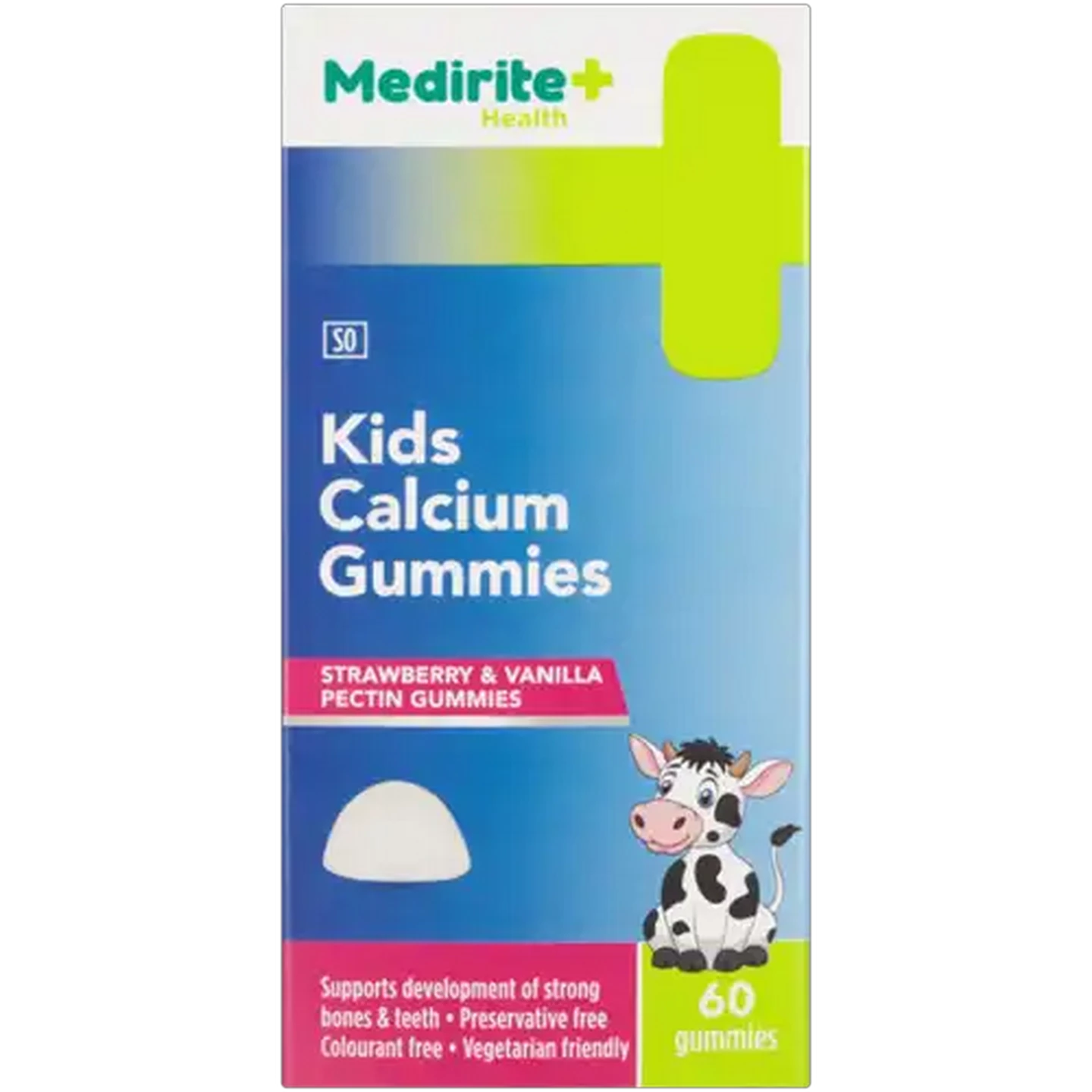 Image of Medirite Strawberry & Vanilla Kids Calcium Gummies 60 Pack