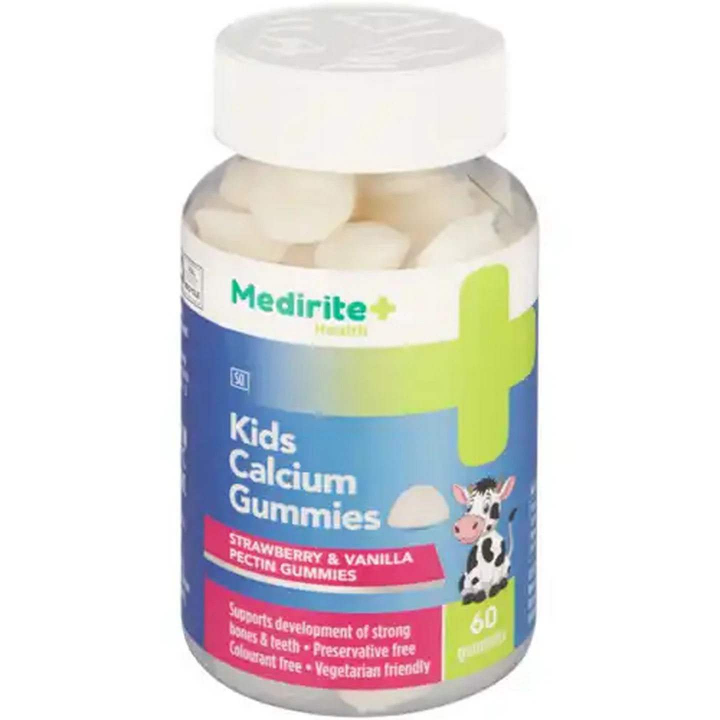 Image of Medirite Strawberry & Vanilla Kids Calcium Gummies 60 Pack