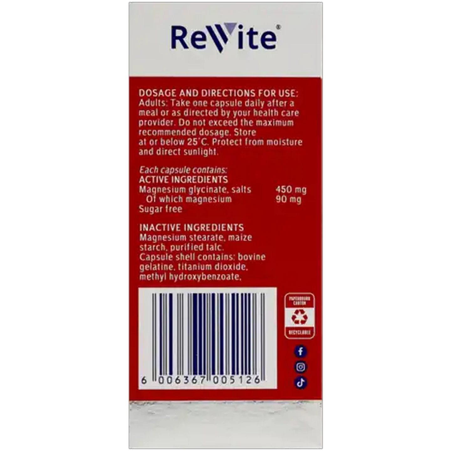 Image of Revite Magnesium Glycinate Capsules 30-Pack