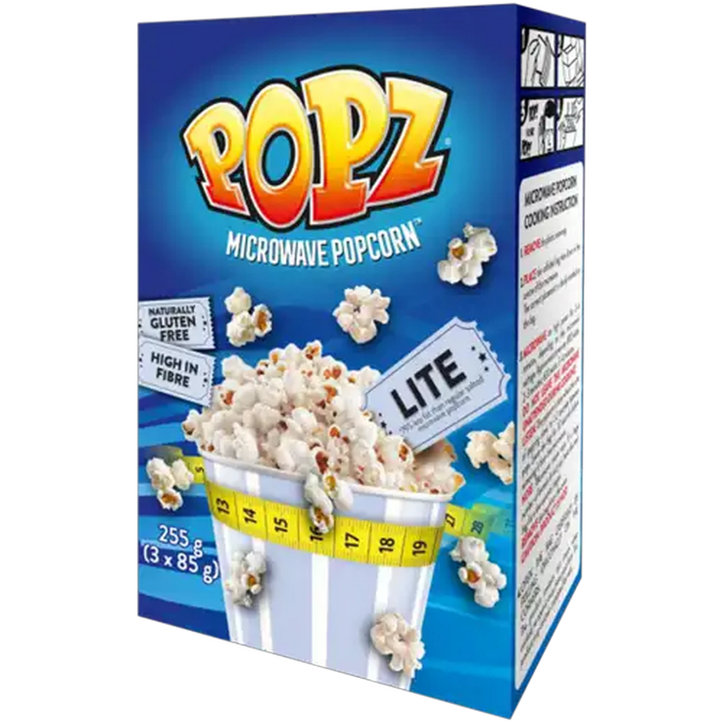 Image of Popz Gluten Free Lite Microwave Popcorn 3 x 85g