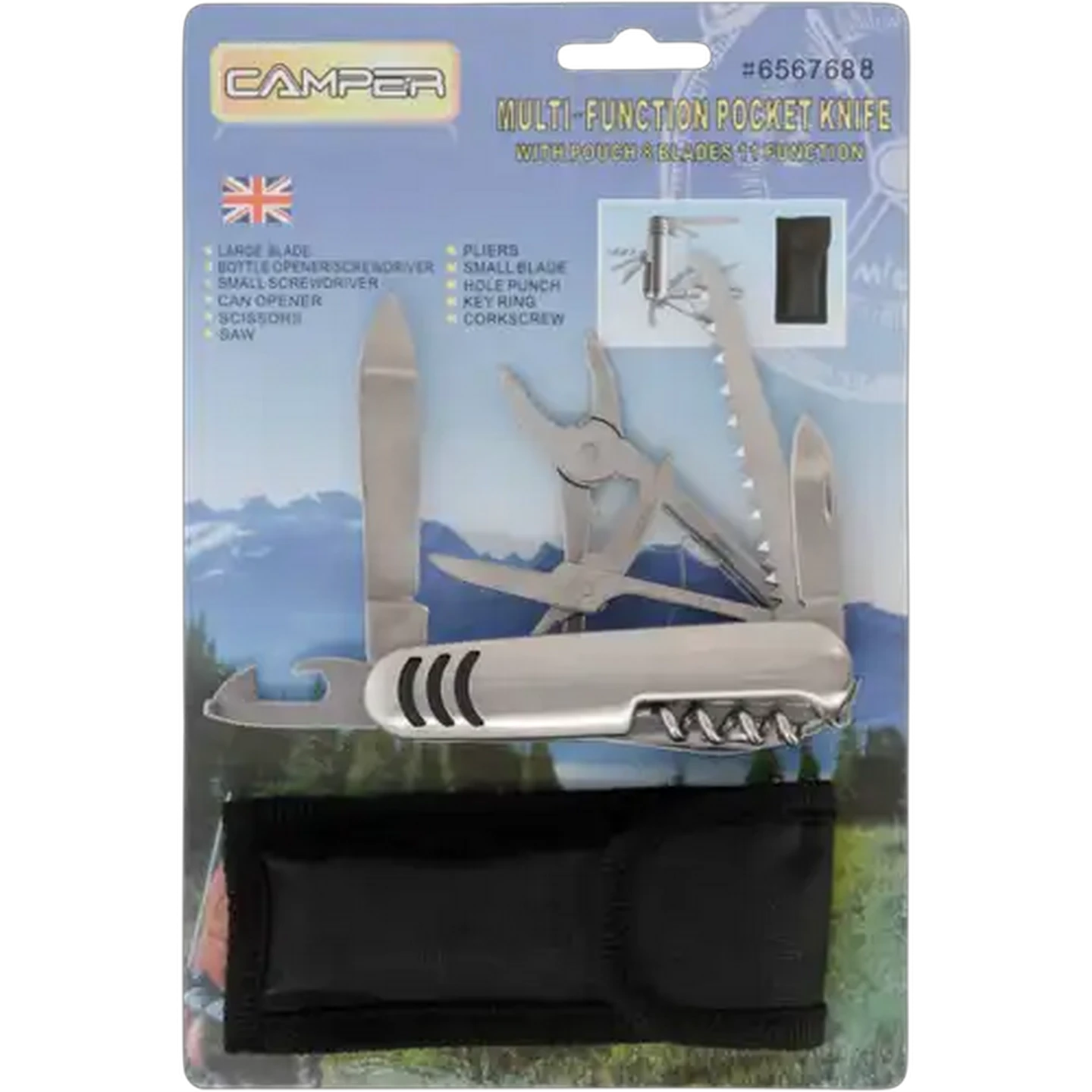 Image of Camper Silver Multi-Function Pocket Knife & Pouch Set 2 Piece