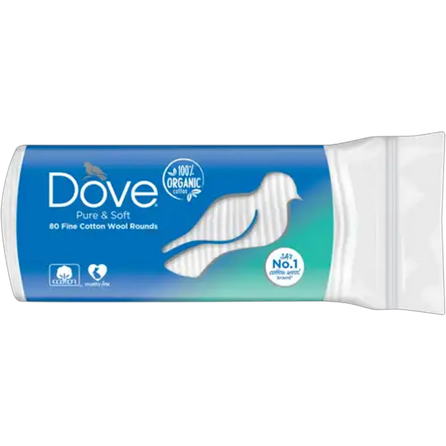 Image of Dove White Fine Cotton Wool Rounds 80 Pack