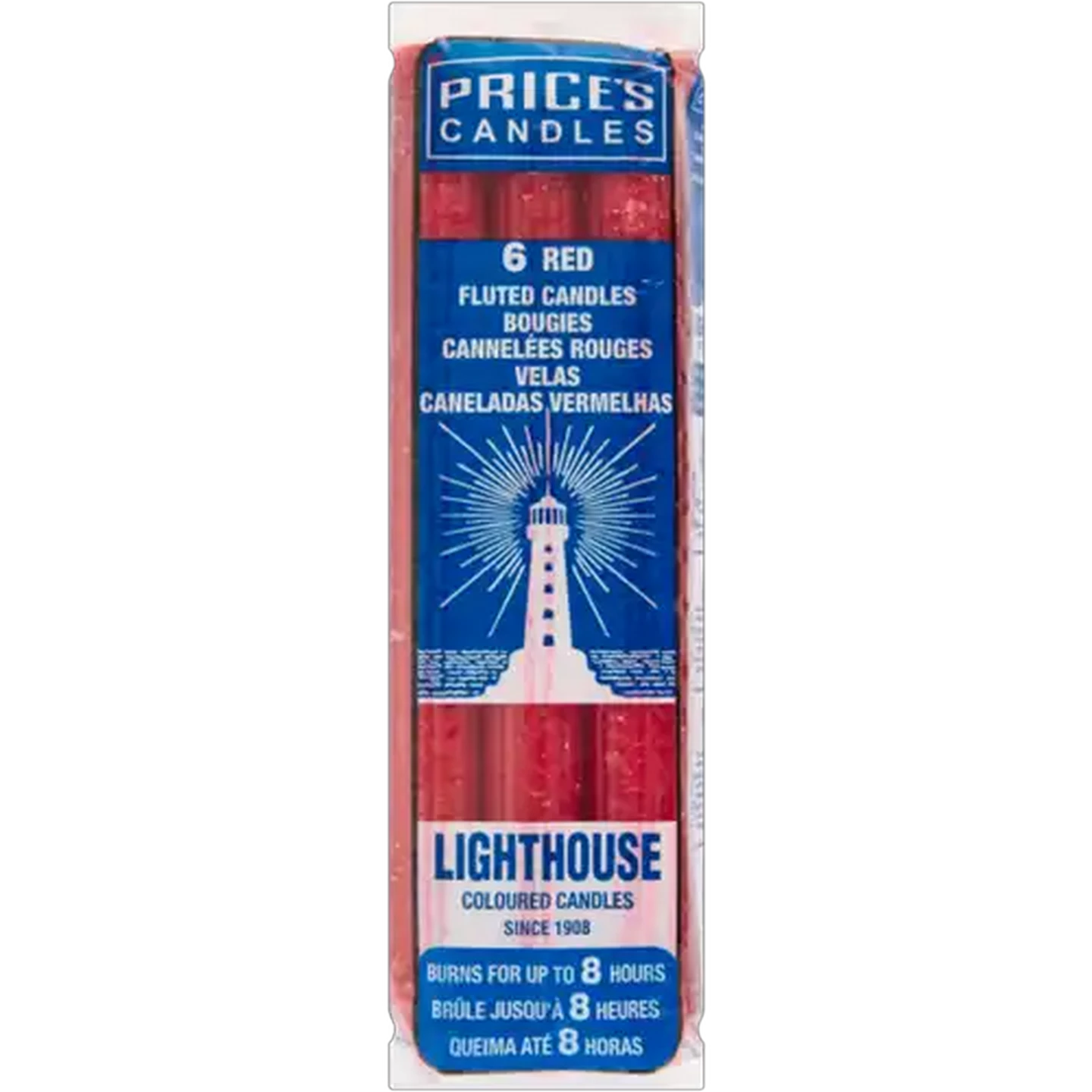Image of Price's Candles Lighthouse Red Candles 6 Piece
