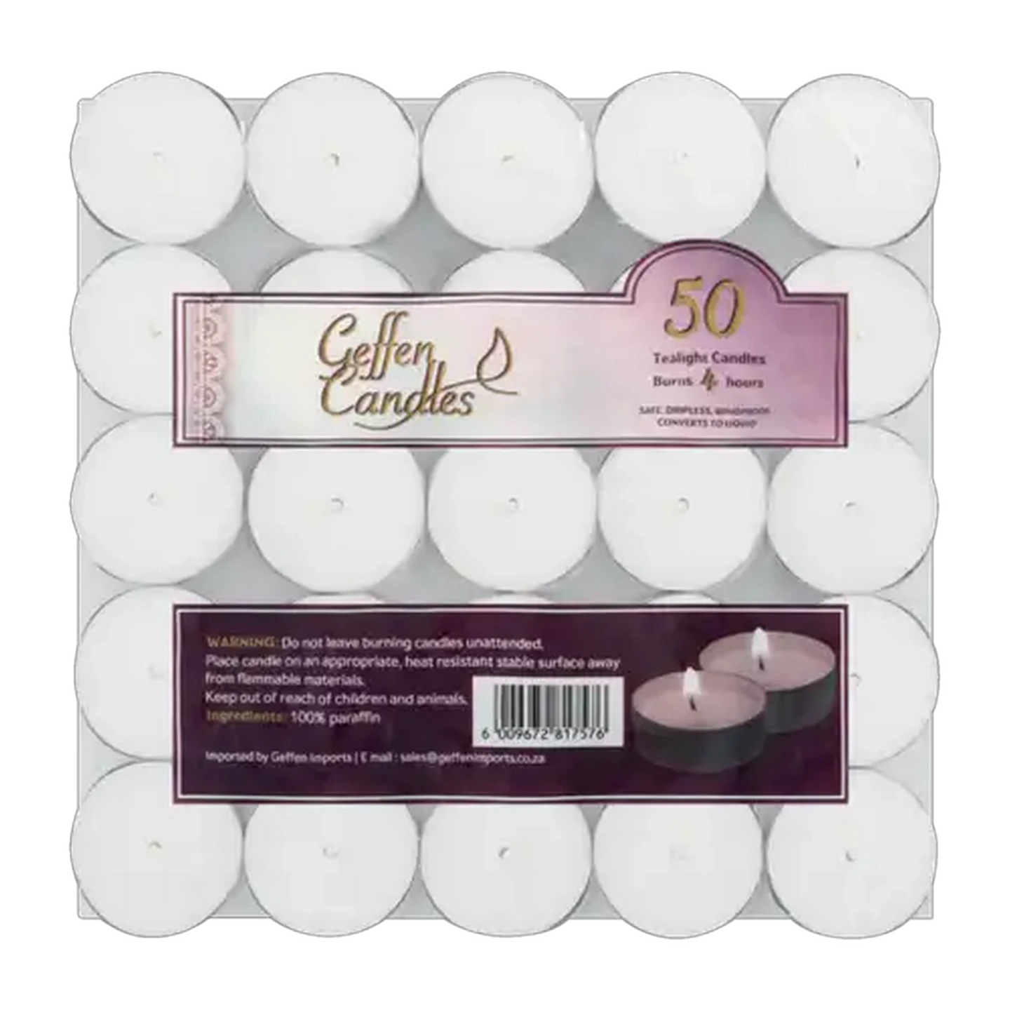 Image of Geffen Tea Light Candles 50-Pack