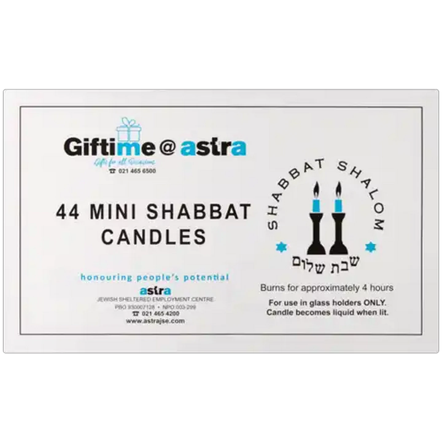 Image of Astra Giftime Shabbat Mini Candles 44 Piece