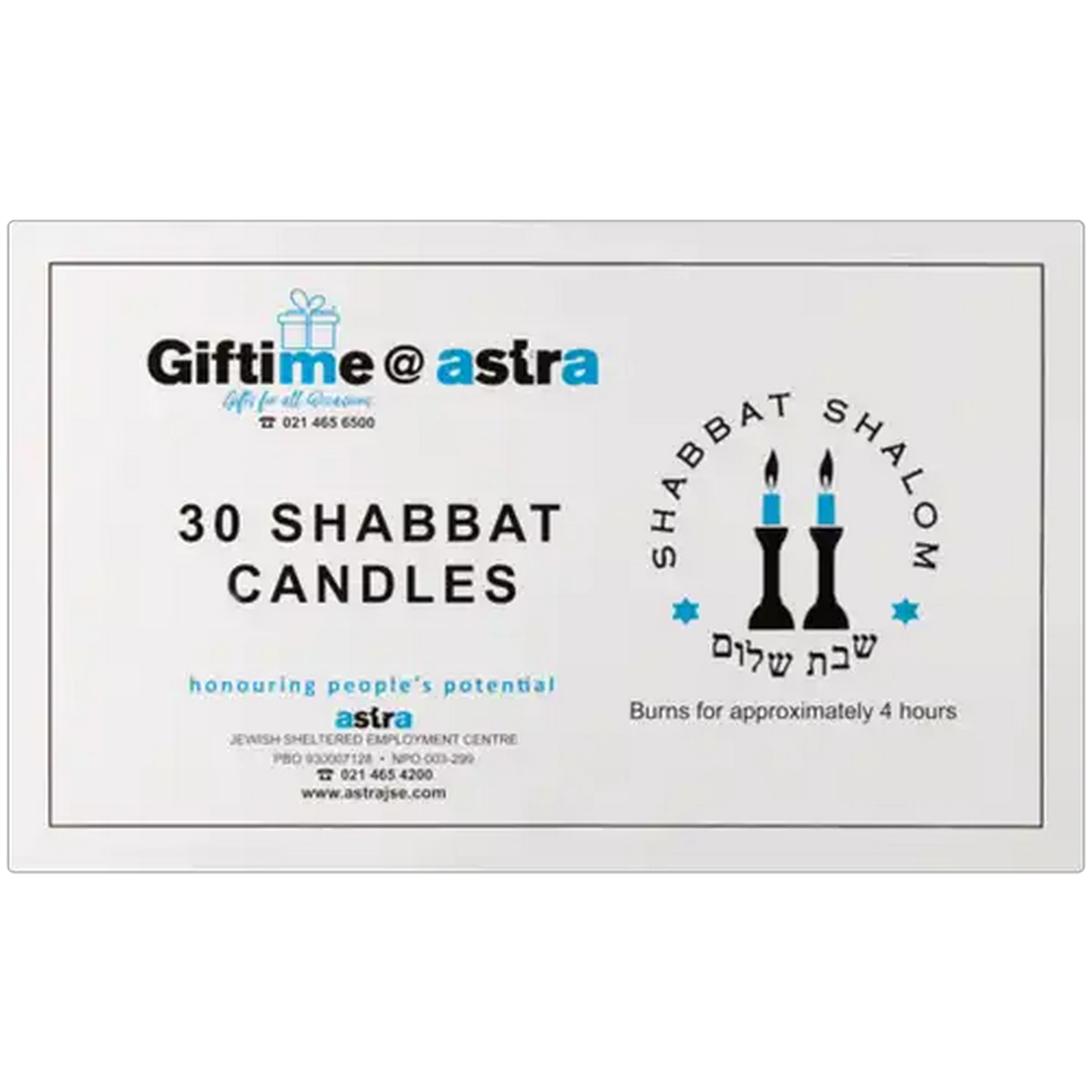 Image of Astra Giftime Shabbat Candles 30 Piece