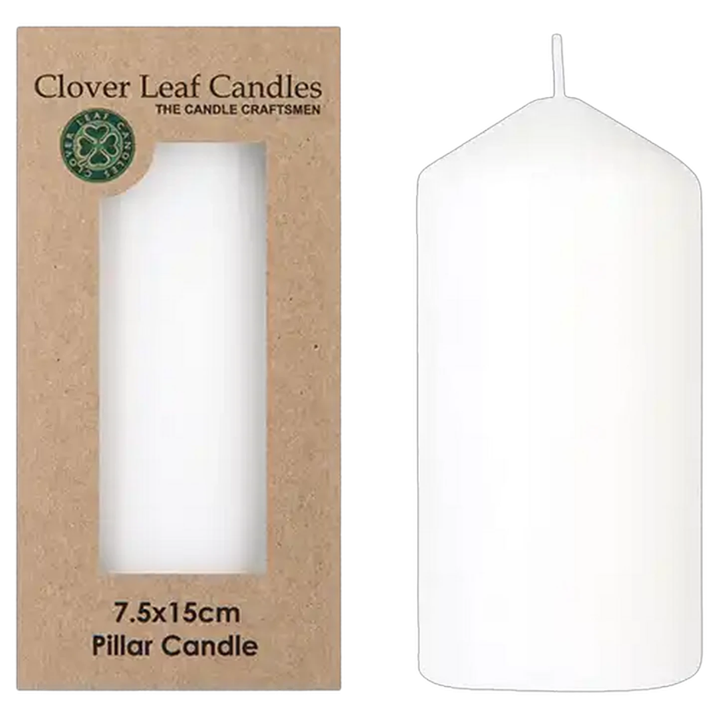 Image of Clover Leaf Candles White Pillar Candle 15cm