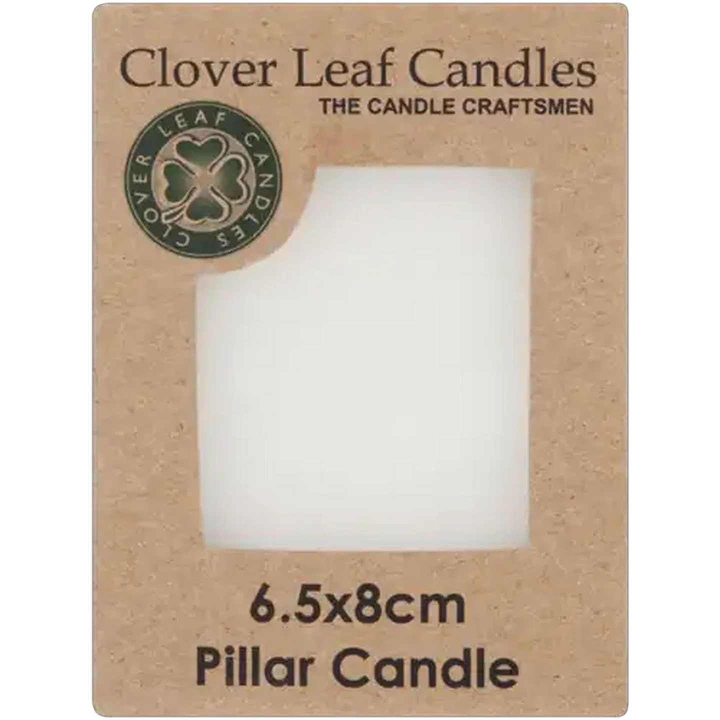 Image of Clover Leaf Candles White Square Pillar Candle 8cm